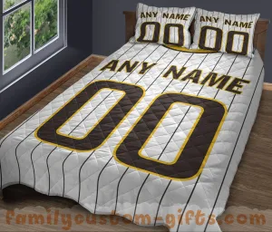 Custom Quilt Sets San Diego Jersey Personalized Baseball Premium Quilt Bedding for Men Women