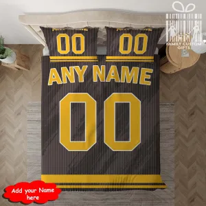 Custom Quilt Sets San Diego Jersey Personalized Baseball Premium Quilt Bedding for Men Women