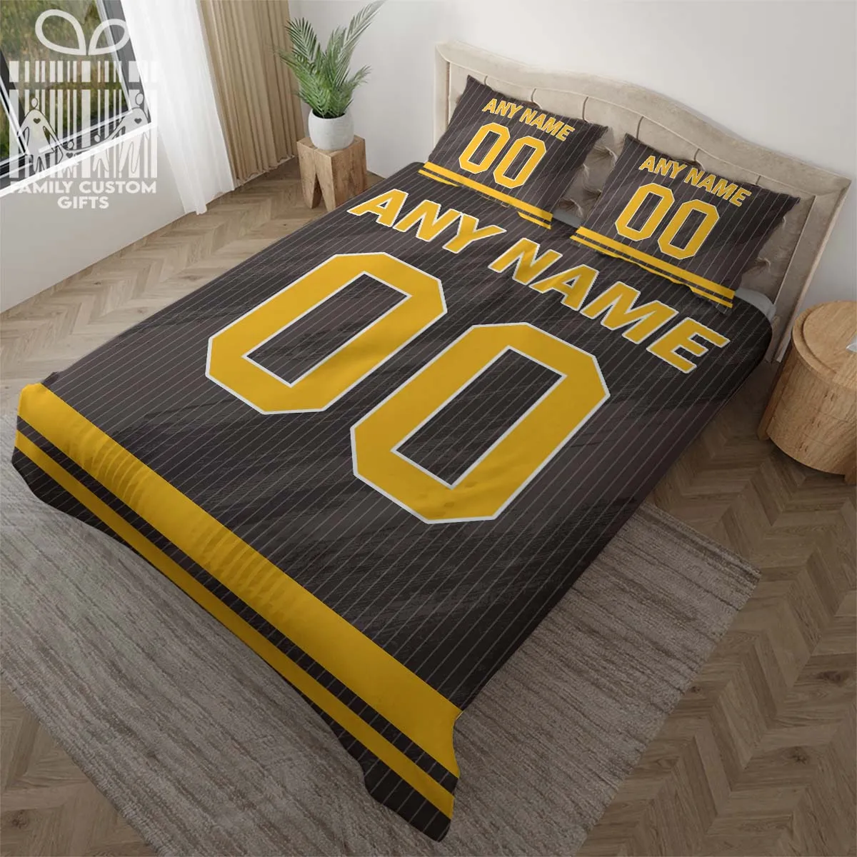 Custom Quilt Sets San Diego Jersey Personalized Baseball Premium Quilt Bedding for Men Women