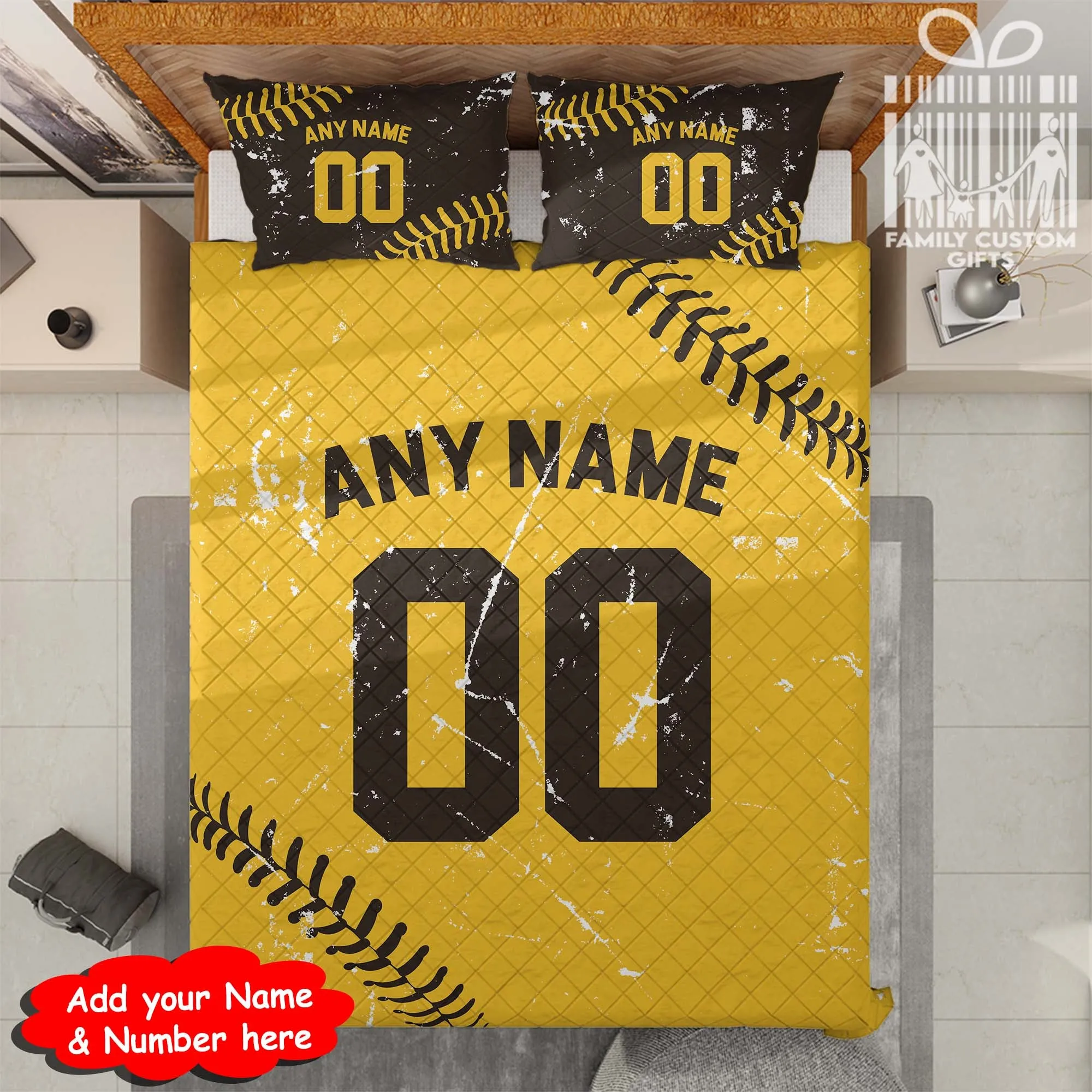 Custom Quilt Sets San Diego Jersey Personalized Baseball Premium Quilt Bedding for Men Women