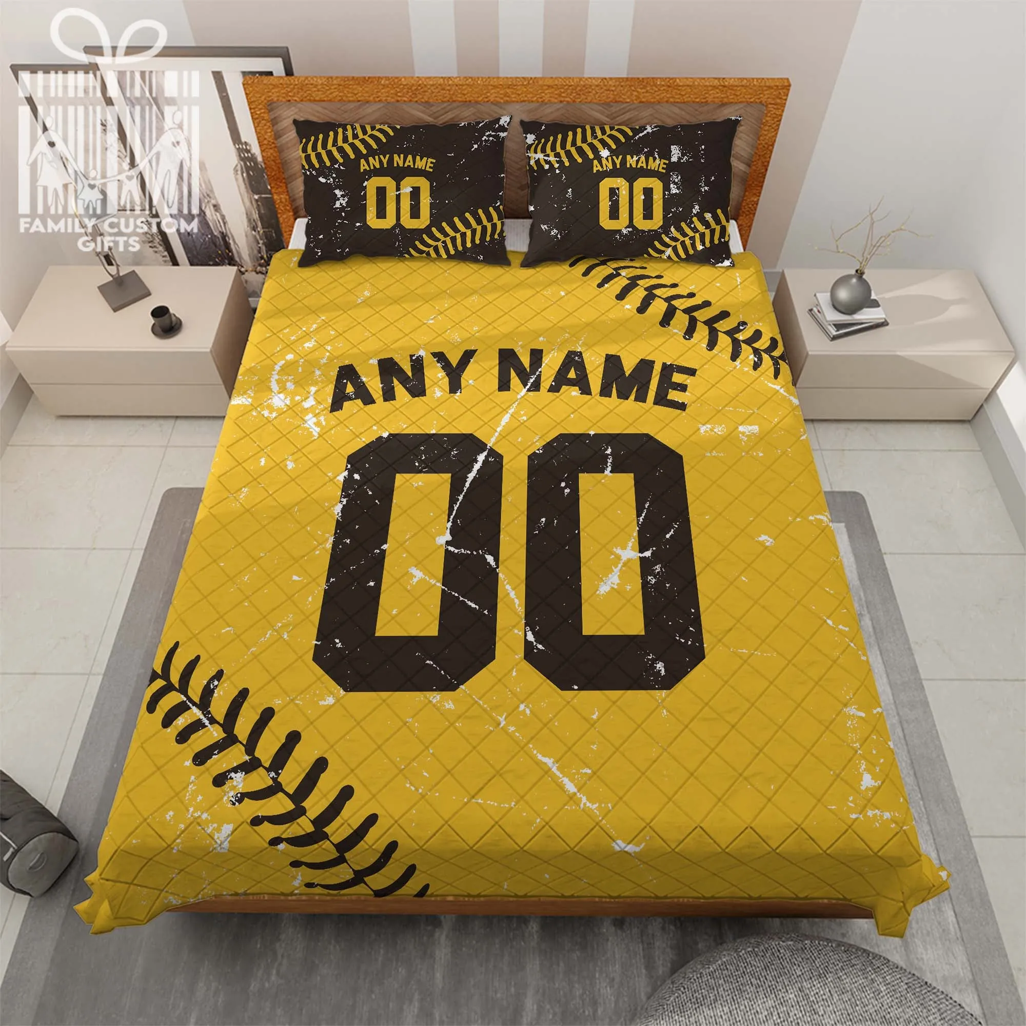 Custom Quilt Sets San Diego Jersey Personalized Baseball Premium Quilt Bedding for Men Women