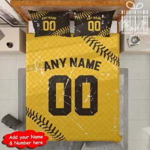 Custom Quilt Sets San Diego Jersey Personalized Baseball Premium Quilt Bedding for Men Women