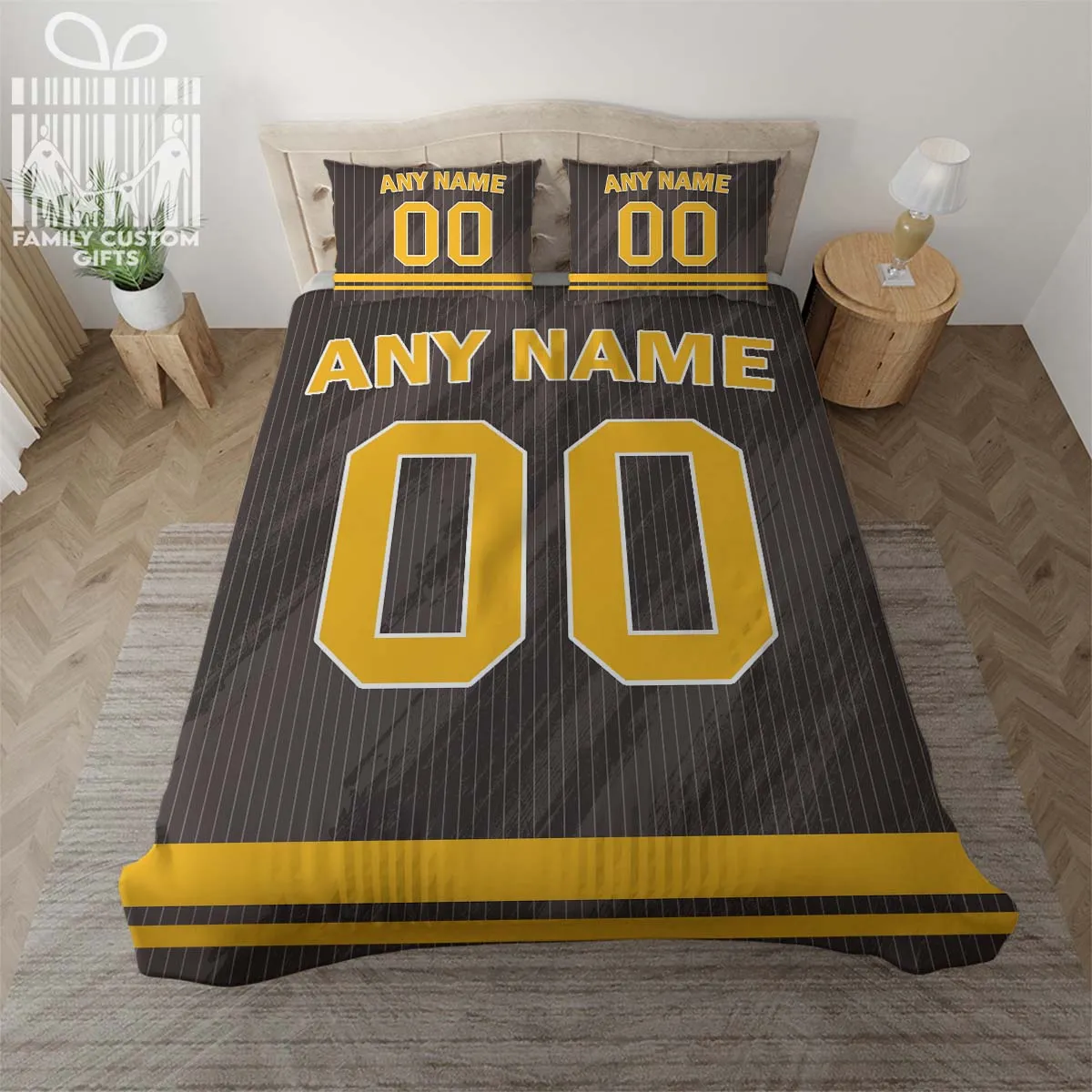 Custom Quilt Sets San Diego Jersey Personalized Baseball Premium Quilt Bedding for Men Women