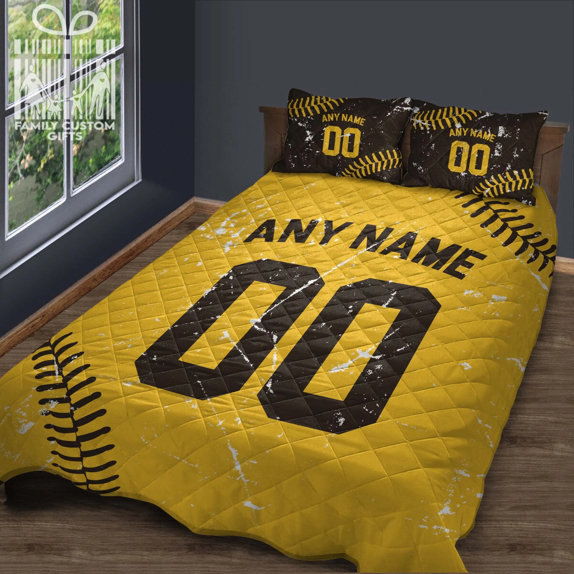 Custom Quilt Sets San Diego Jersey Personalized Baseball Premium Quilt Bedding for Men Women