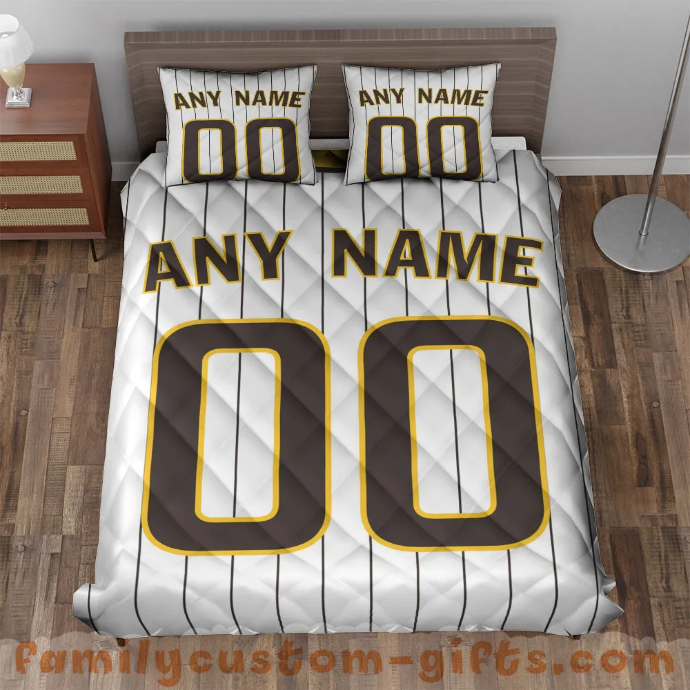 Custom Quilt Sets San Diego Jersey Personalized Baseball Premium Quilt Bedding for Men Women