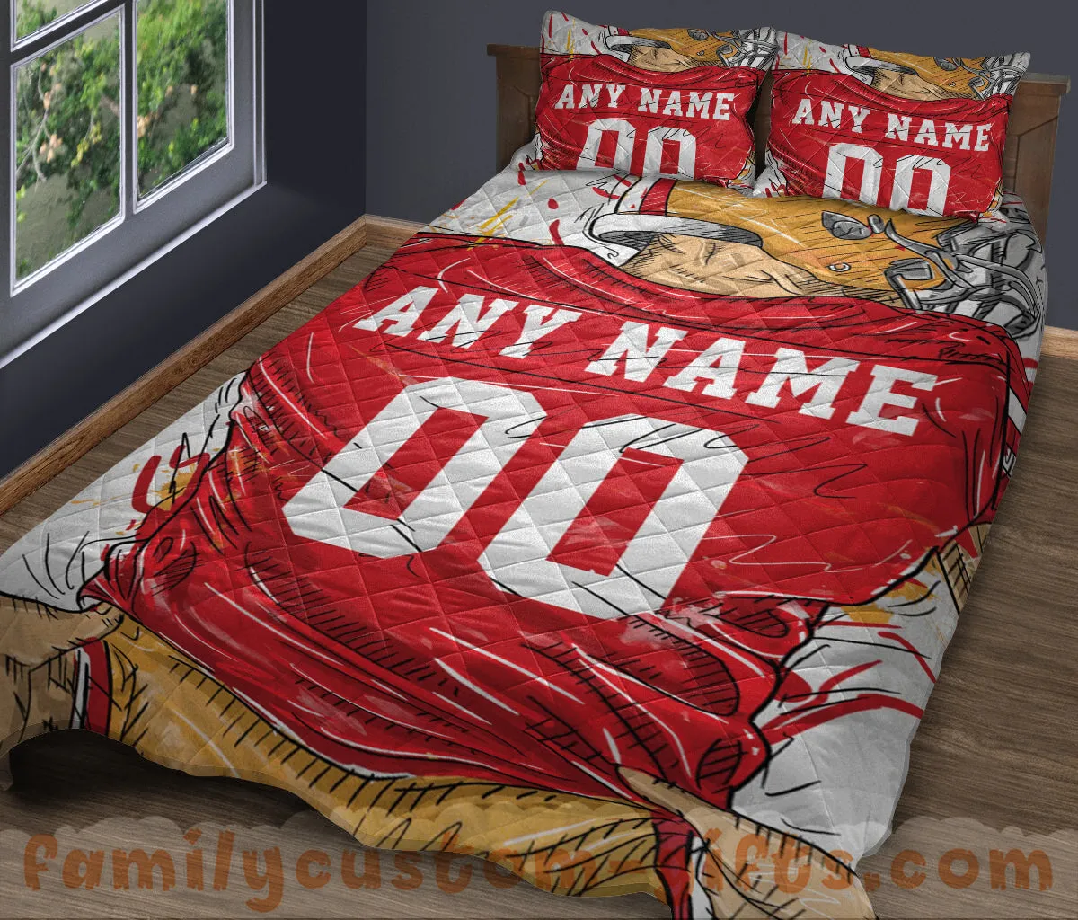 Custom Quilt Sets San Francisco Jersey Personalized Football Premium Quilt Bedding for Men Women