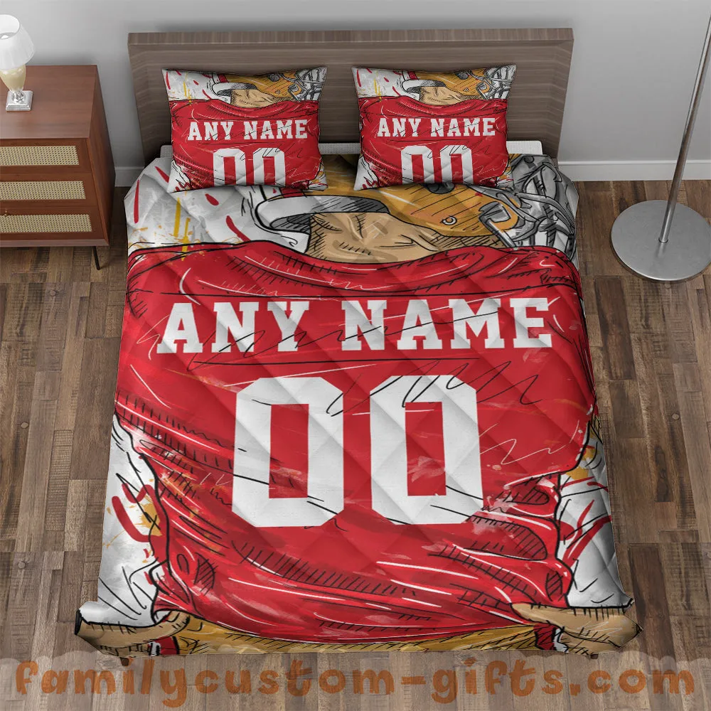 Custom Quilt Sets San Francisco Jersey Personalized Football Premium Quilt Bedding for Men Women