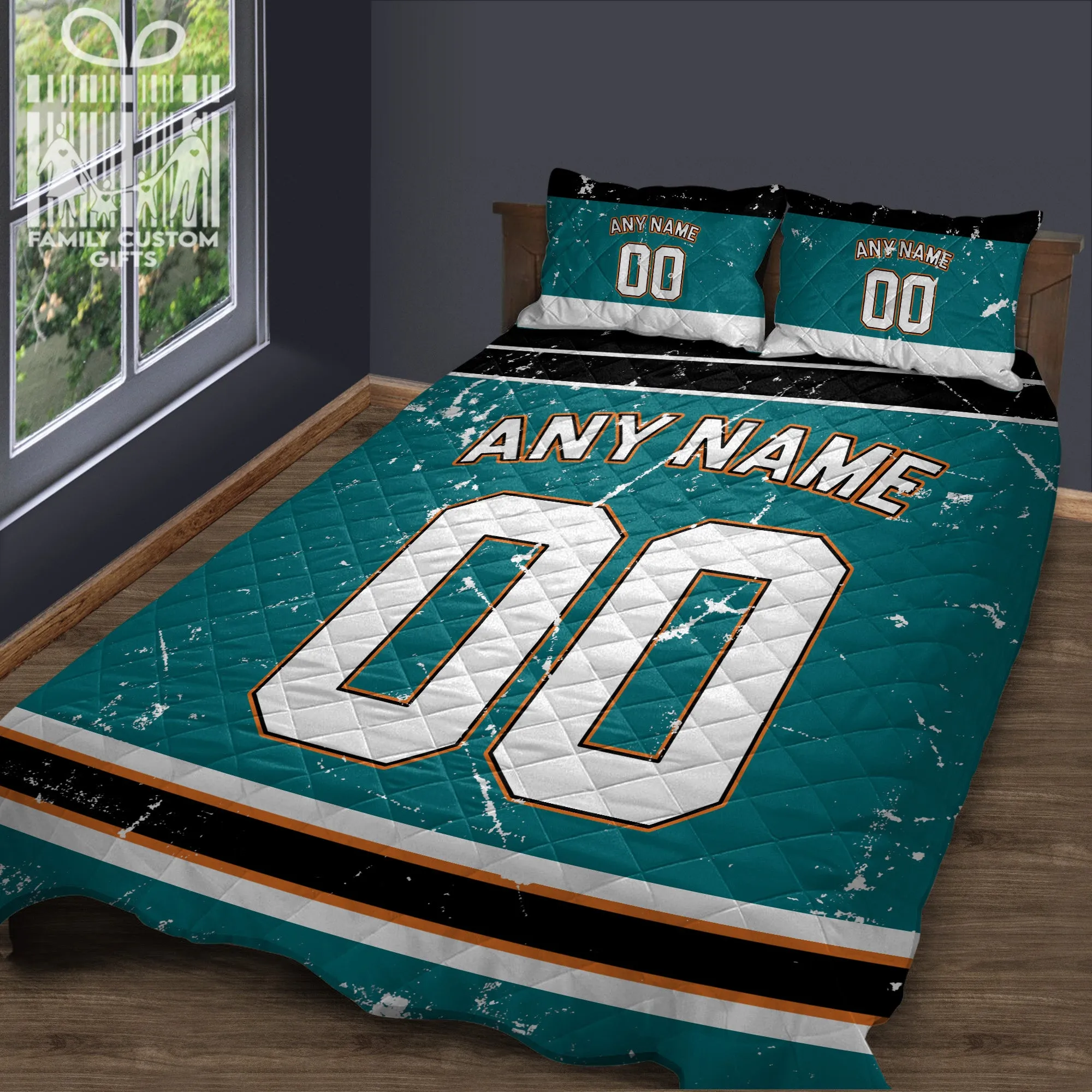 Custom Quilt Sets San Jose Jersey Personalized Ice hockey Premium Quilt Bedding for Men Women