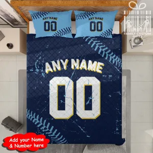 Custom Quilt Sets Tampa Bay Jersey Personalized Baseball Premium Quilt Bedding for Men Women