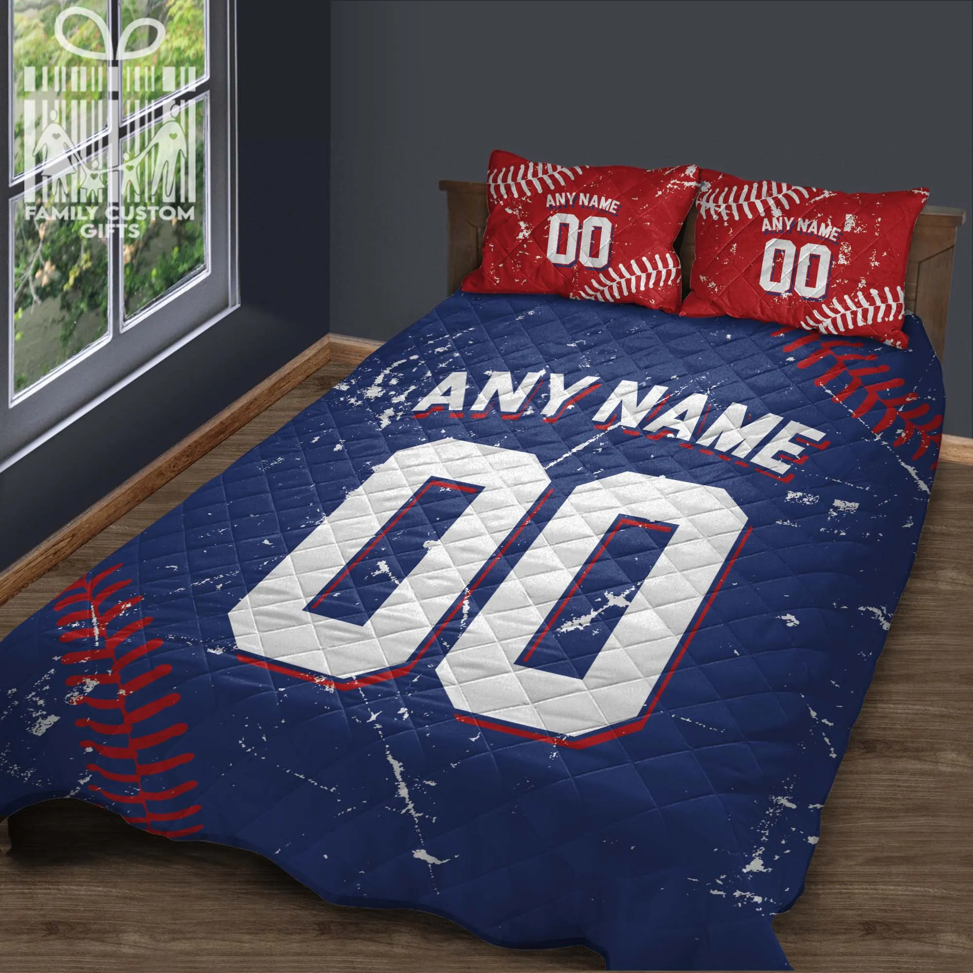 Custom Quilt Sets Texas Jersey Personalized Baseball Premium Quilt Bedding for Men Women