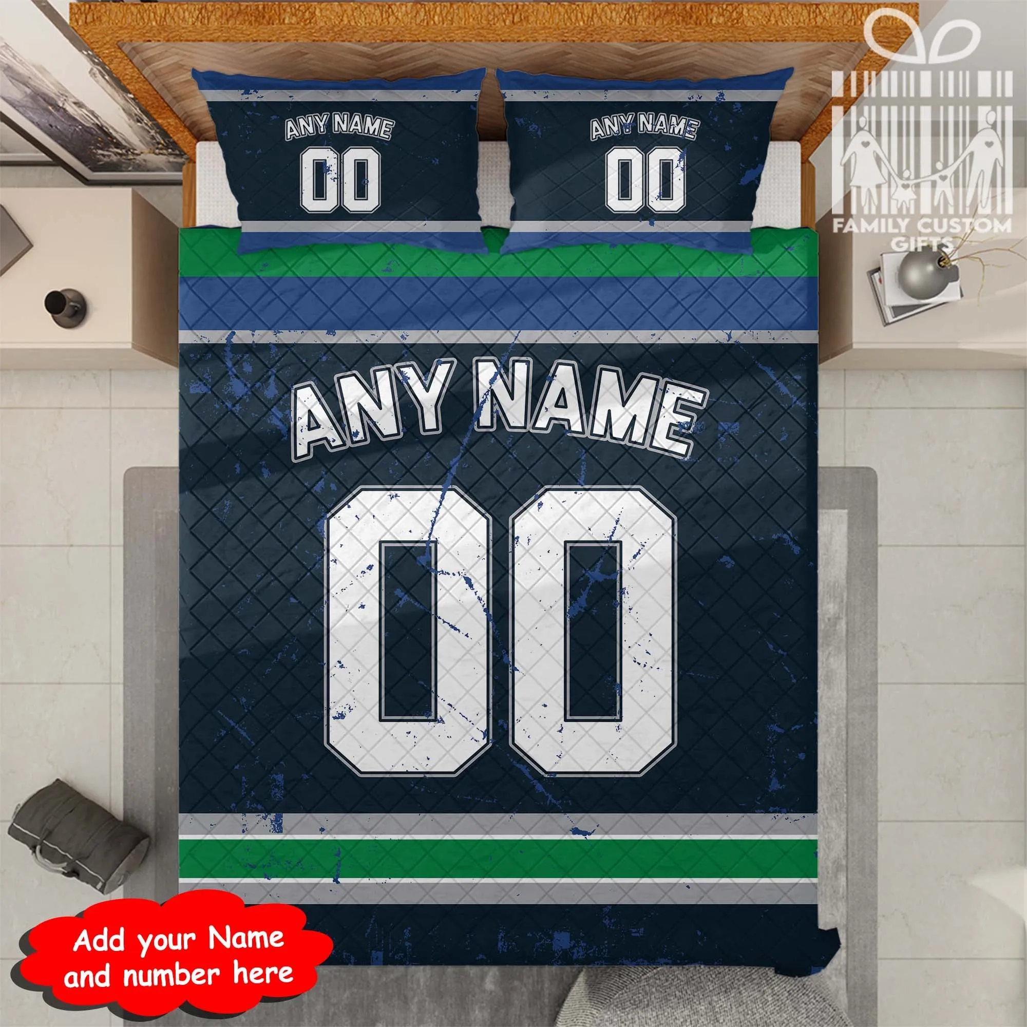 Custom Quilt Sets Vancouver Jersey Personalized Ice hockey Premium Quilt Bedding for Men Women