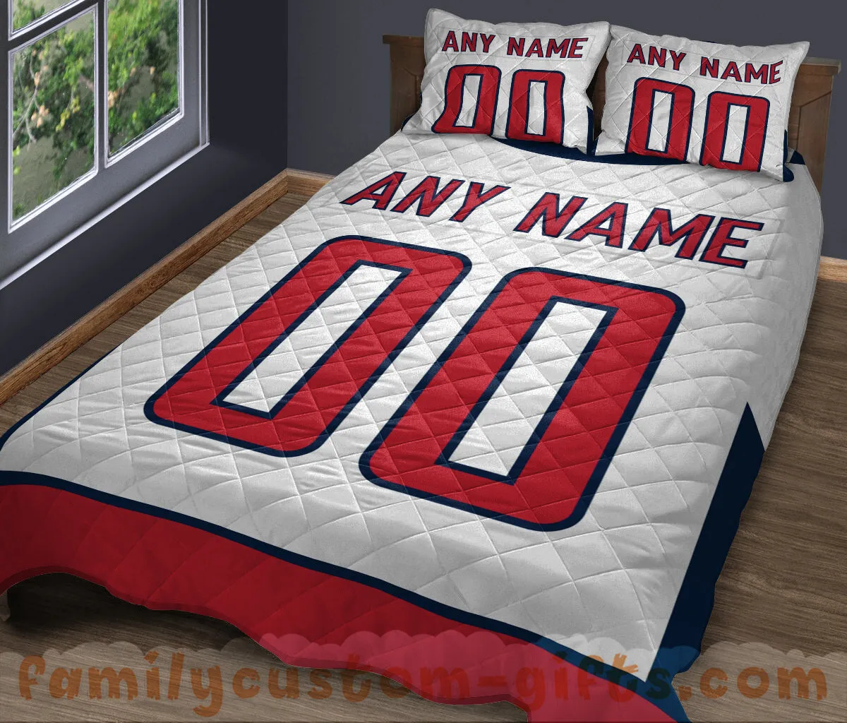 Custom Quilt Sets Washington Jersey Personalized Ice hockey Premium Quilt Bedding for Men Women