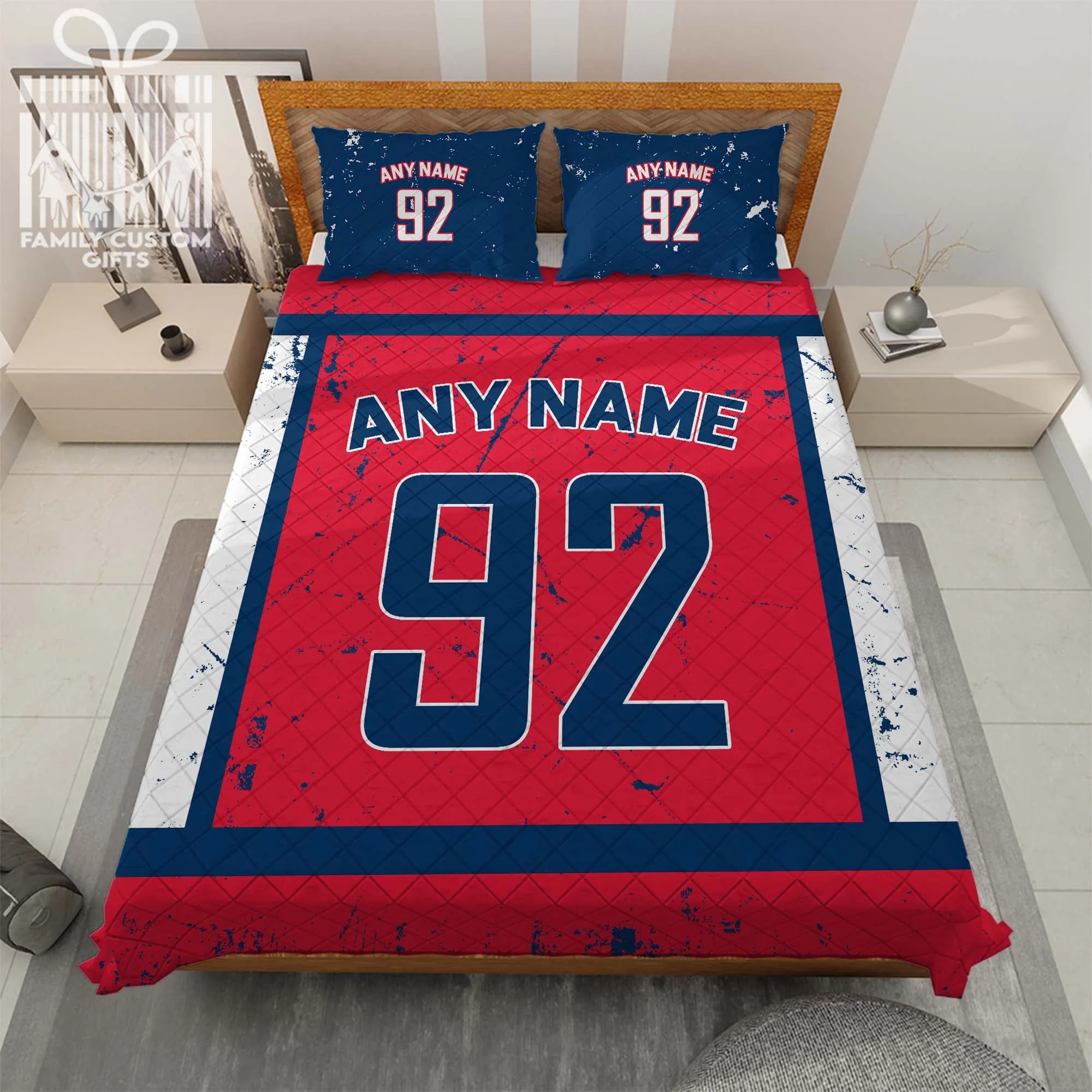 Custom Quilt Sets Washington Jersey Personalized Ice hockey Premium Quilt Bedding for Men Women