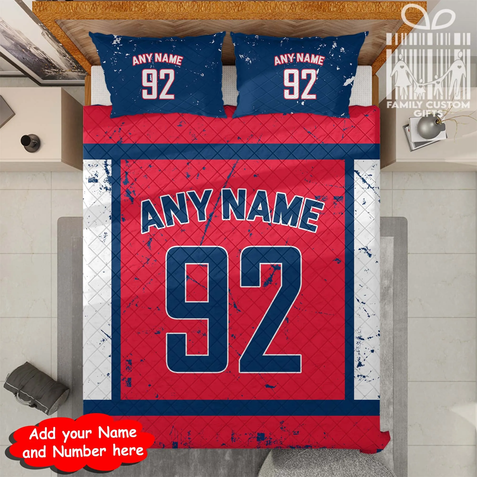 Custom Quilt Sets Washington Jersey Personalized Ice hockey Premium Quilt Bedding for Men Women