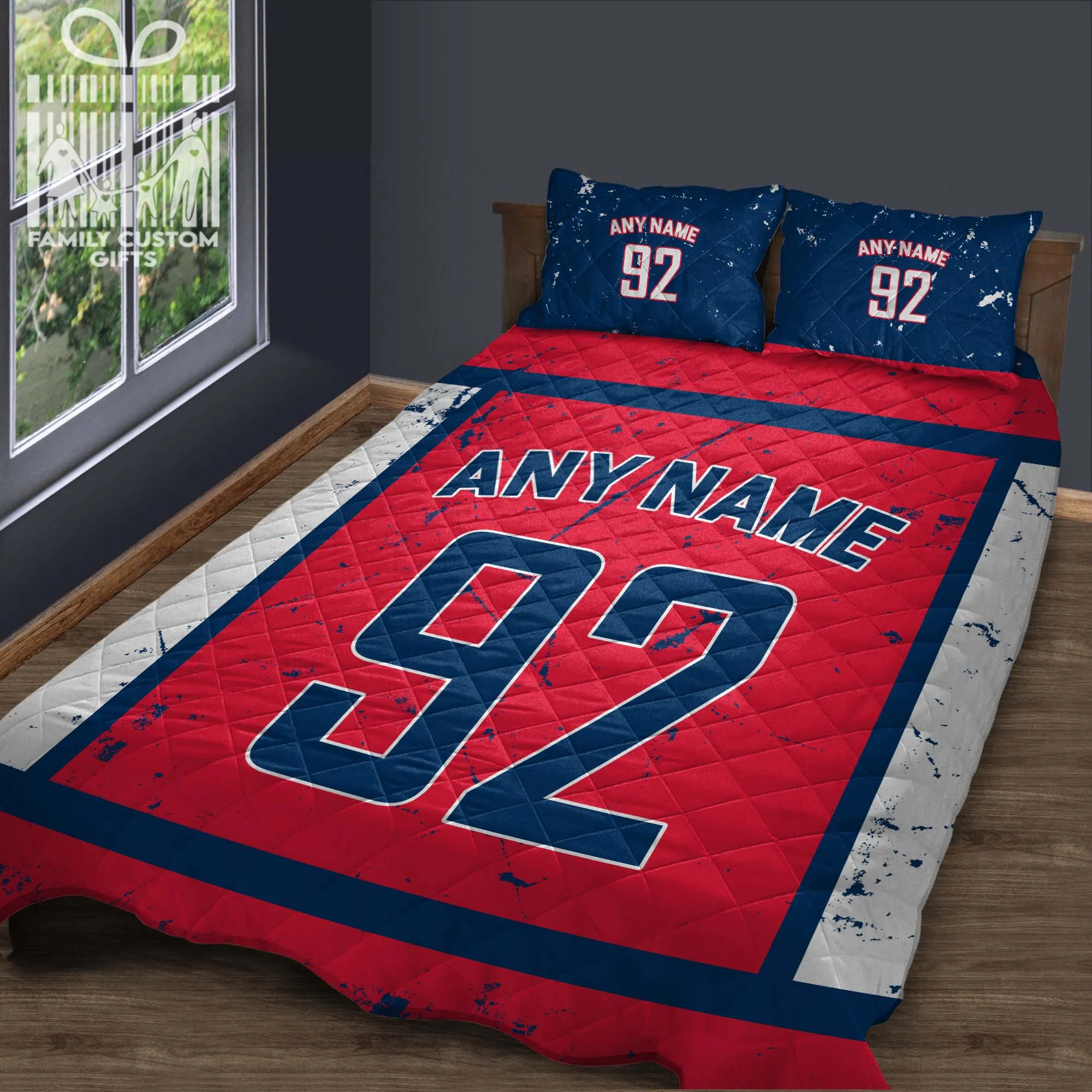 Custom Quilt Sets Washington Jersey Personalized Ice hockey Premium Quilt Bedding for Men Women