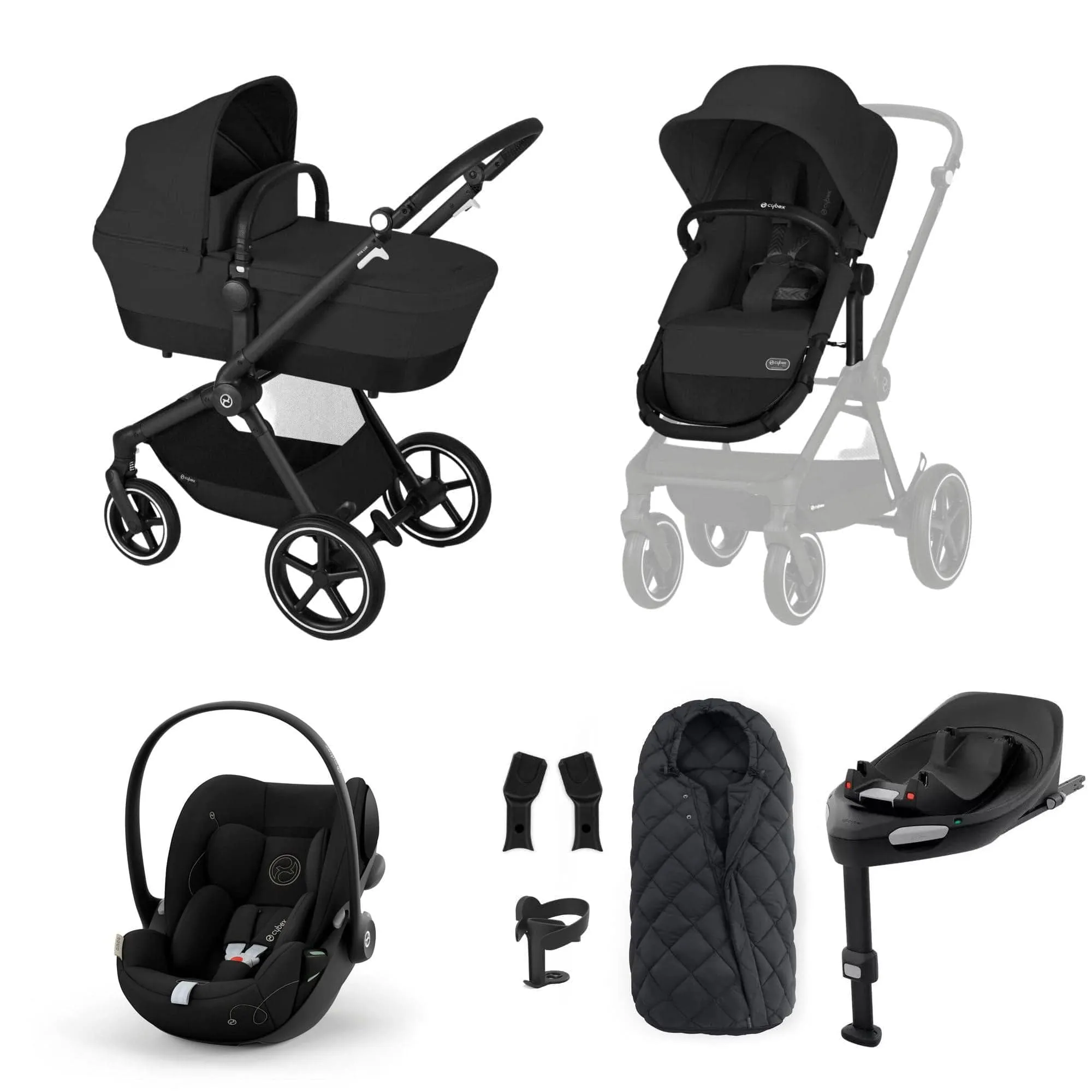 Cybex Eos Lux Luxury 9 Piece Bundle - Moon Black