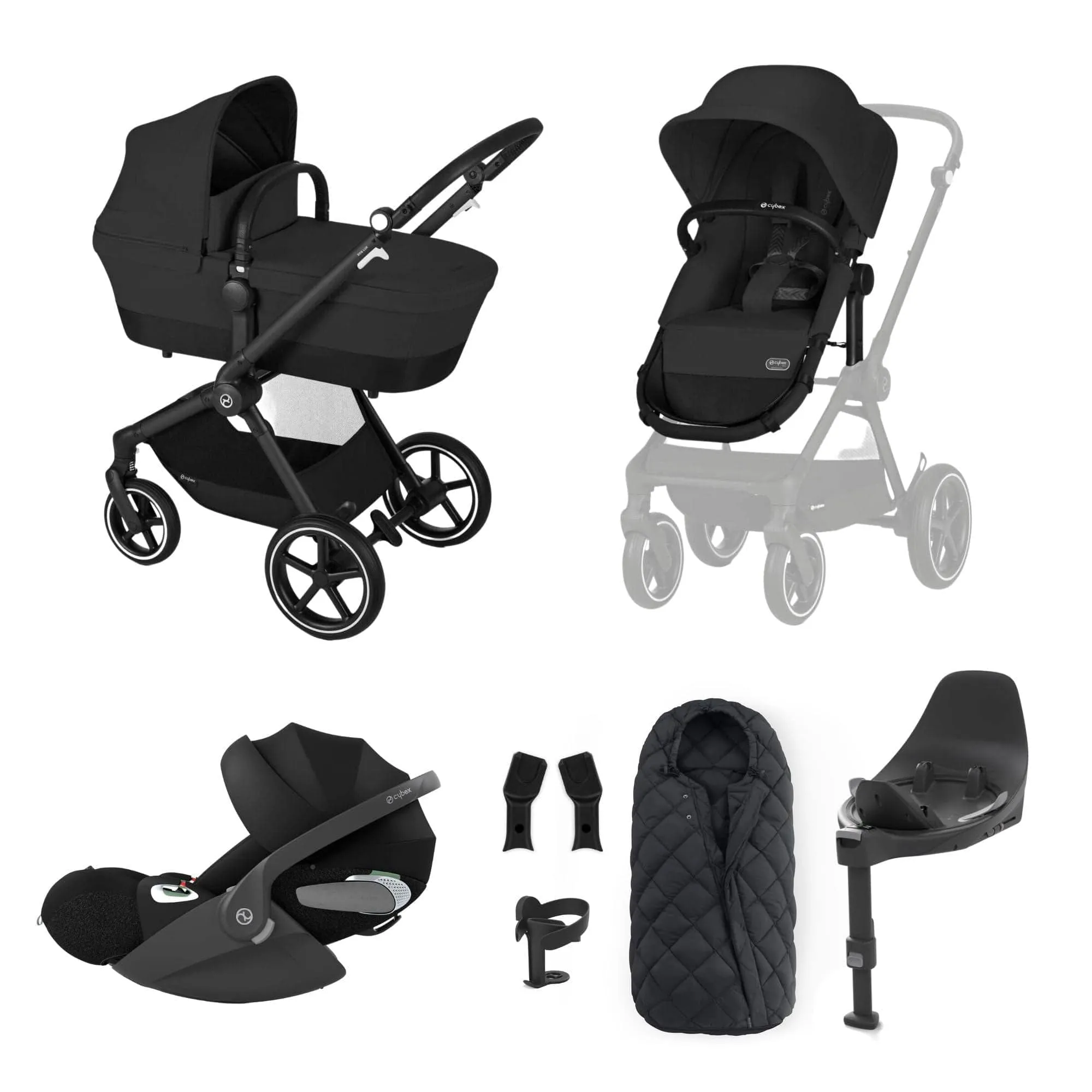 Cybex Eos Lux Luxury 9 Piece Bundle - Moon Black