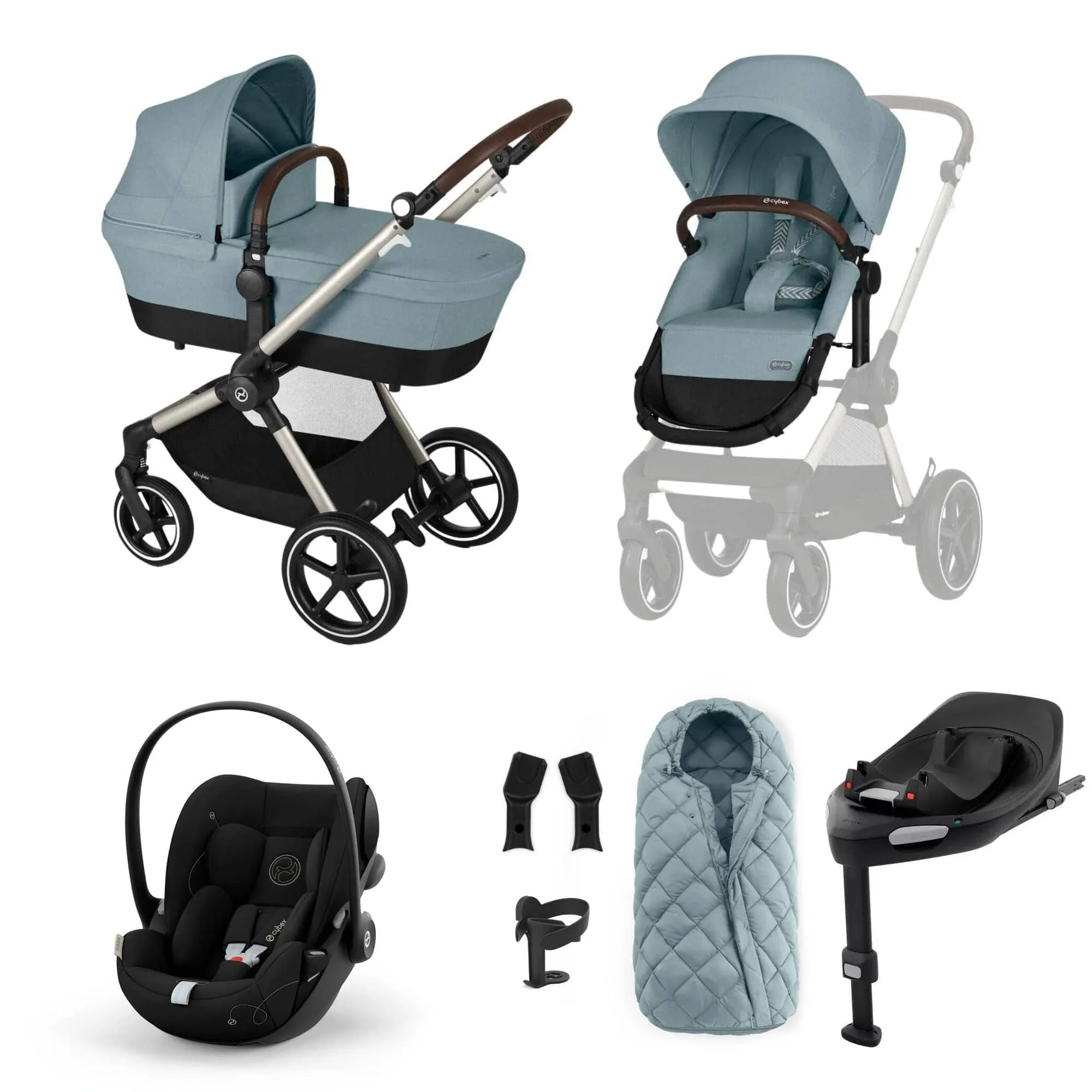 Cybex Eos Lux Luxury 9 Piece Bundle - Sky Blue