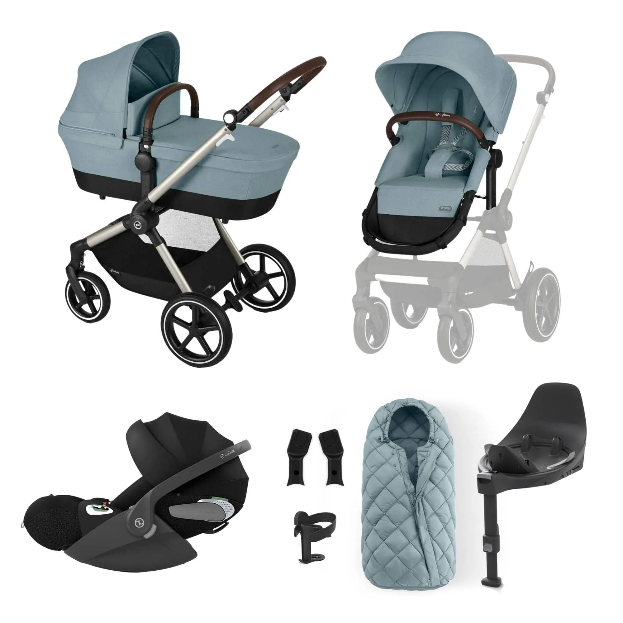 Cybex Eos Lux Luxury 9 Piece Bundle - Sky Blue