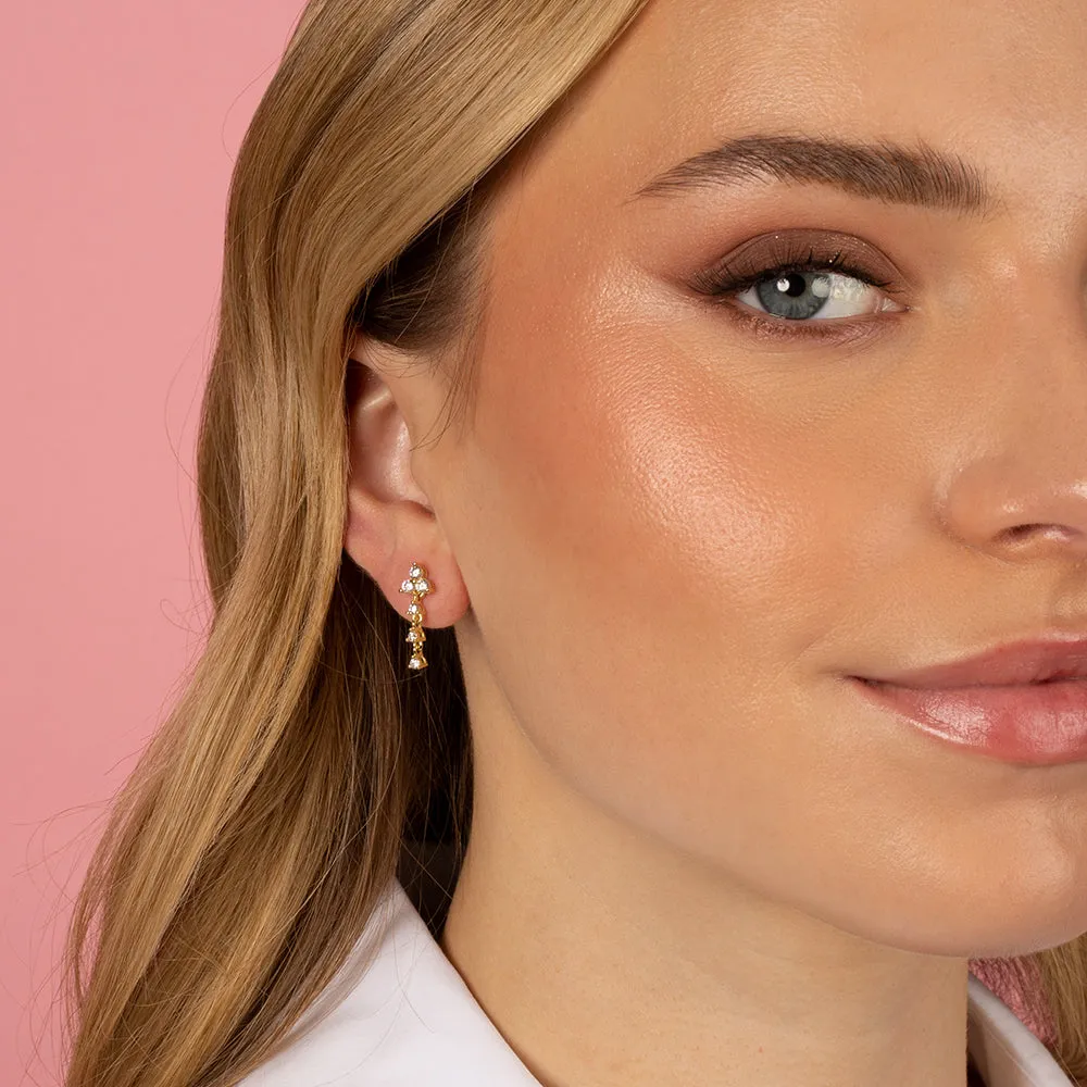 CZ Trio Cluster Drop Down Stud Earring