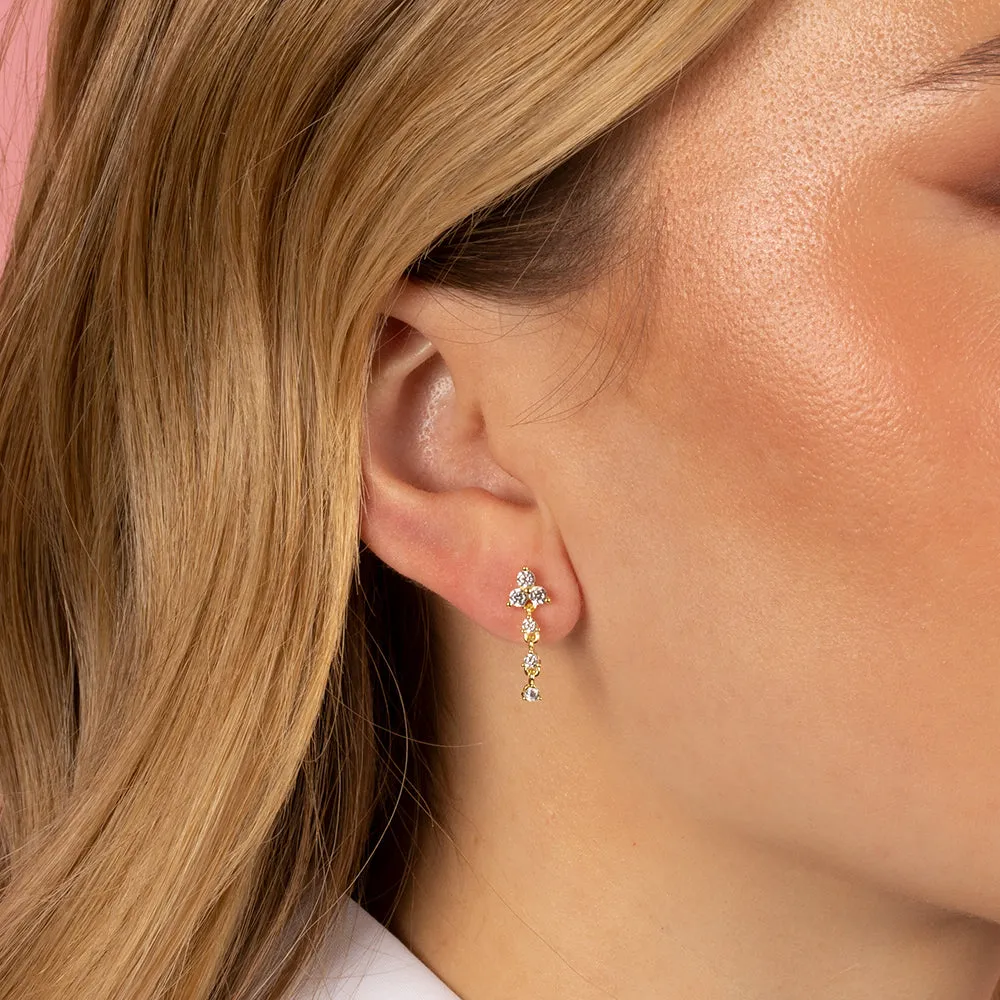CZ Trio Cluster Drop Down Stud Earring
