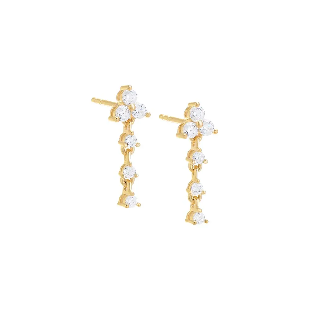 CZ Trio Cluster Drop Down Stud Earring