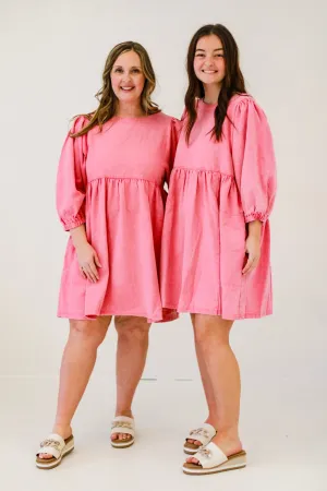 Daily Denim Dress in Pink