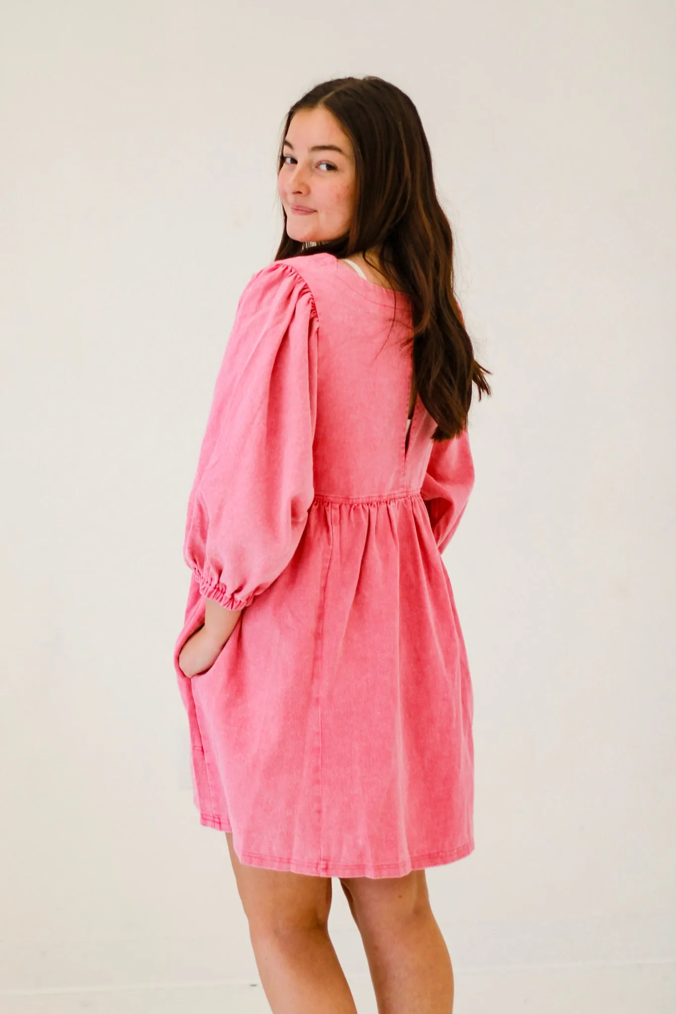 Daily Denim Dress in Pink
