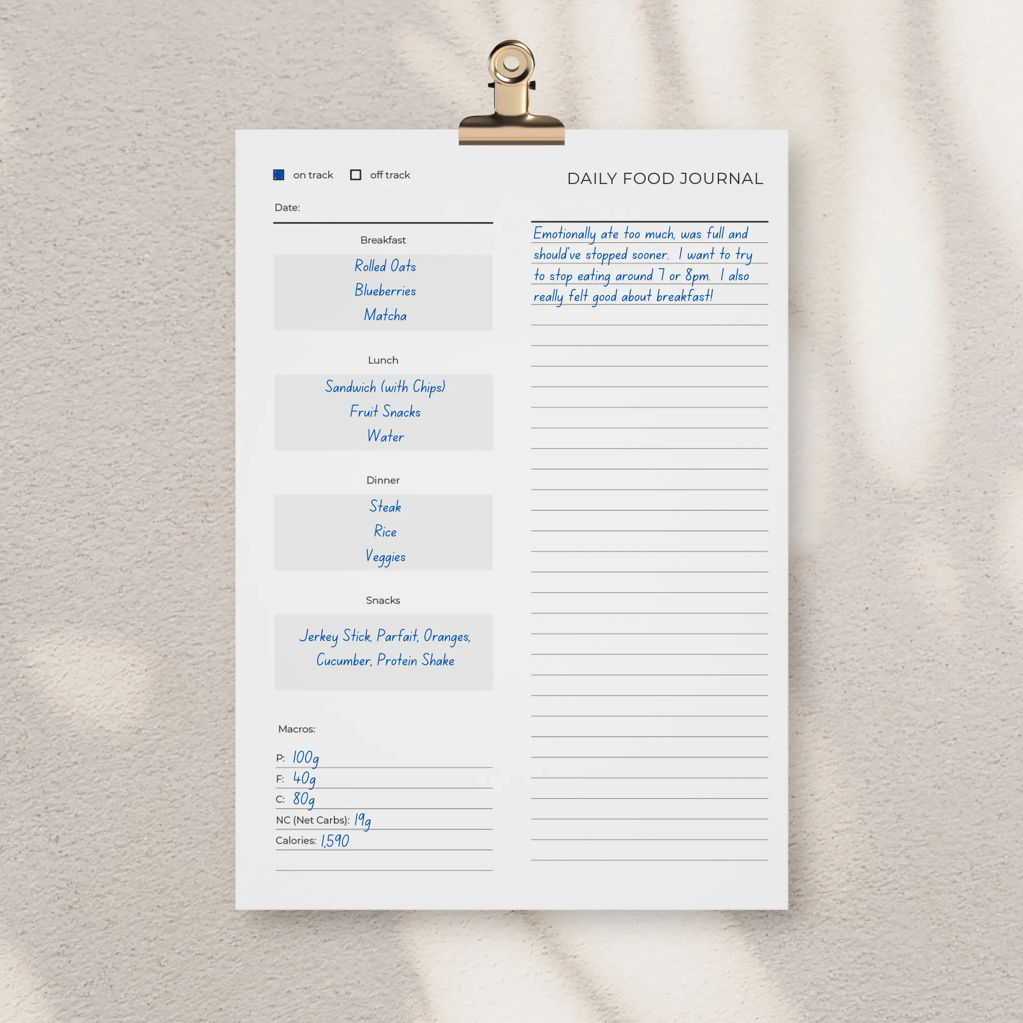 Daily Food Journal