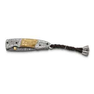 Damascus Steel 256 Layer Woolly Mammoth Tusk Ivory Handle Folding Knife