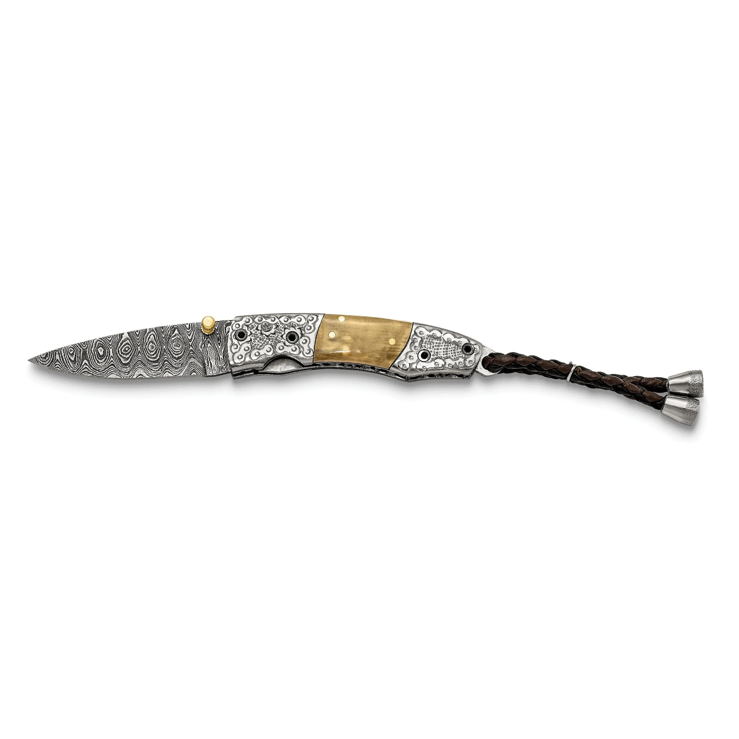Damascus Steel 256 Layer Woolly Mammoth Tusk Ivory Handle Folding Knife