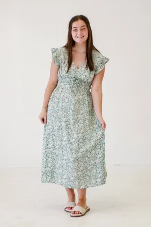 Dance Into Spring Floral Midi Dress in Dt.Blue
