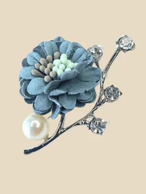 Dark teal green silver brooch pin