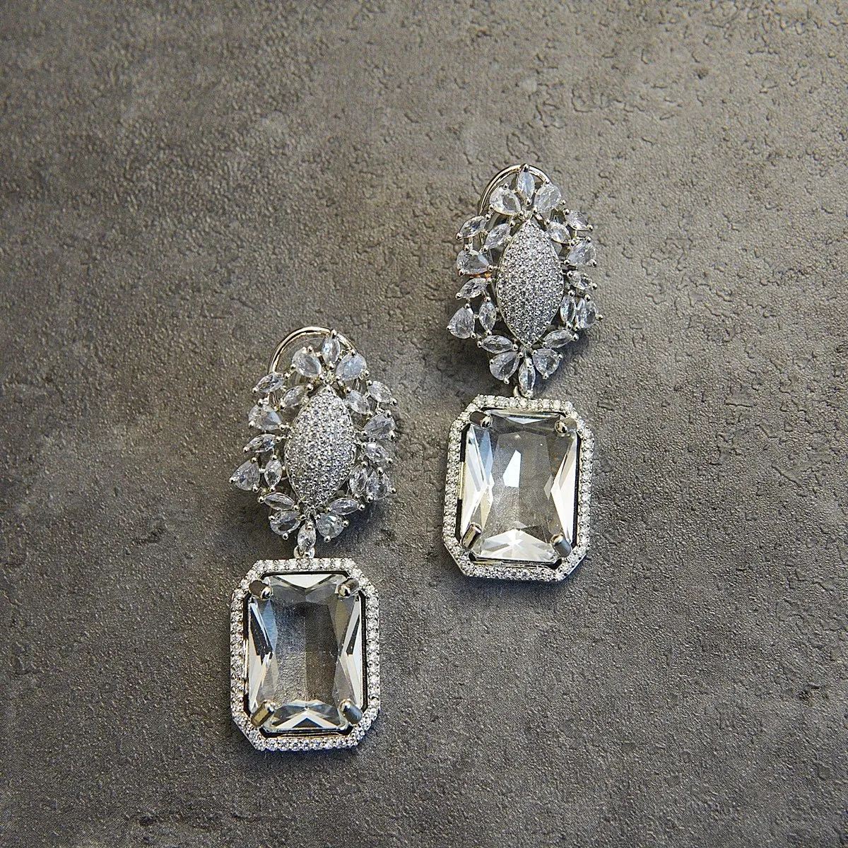 Dazzling Reflections Silver Luxury Earrings