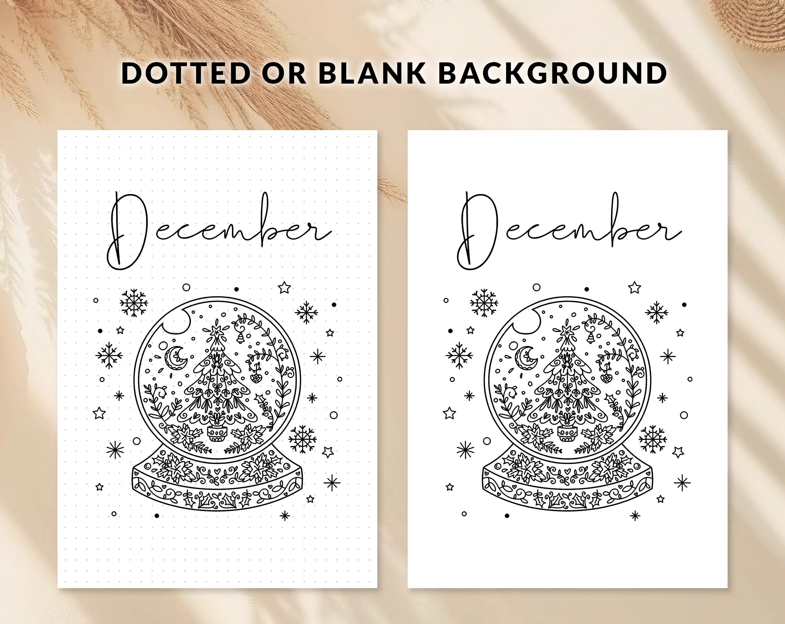 December Journal Cover Calendar and Notes Pages Set