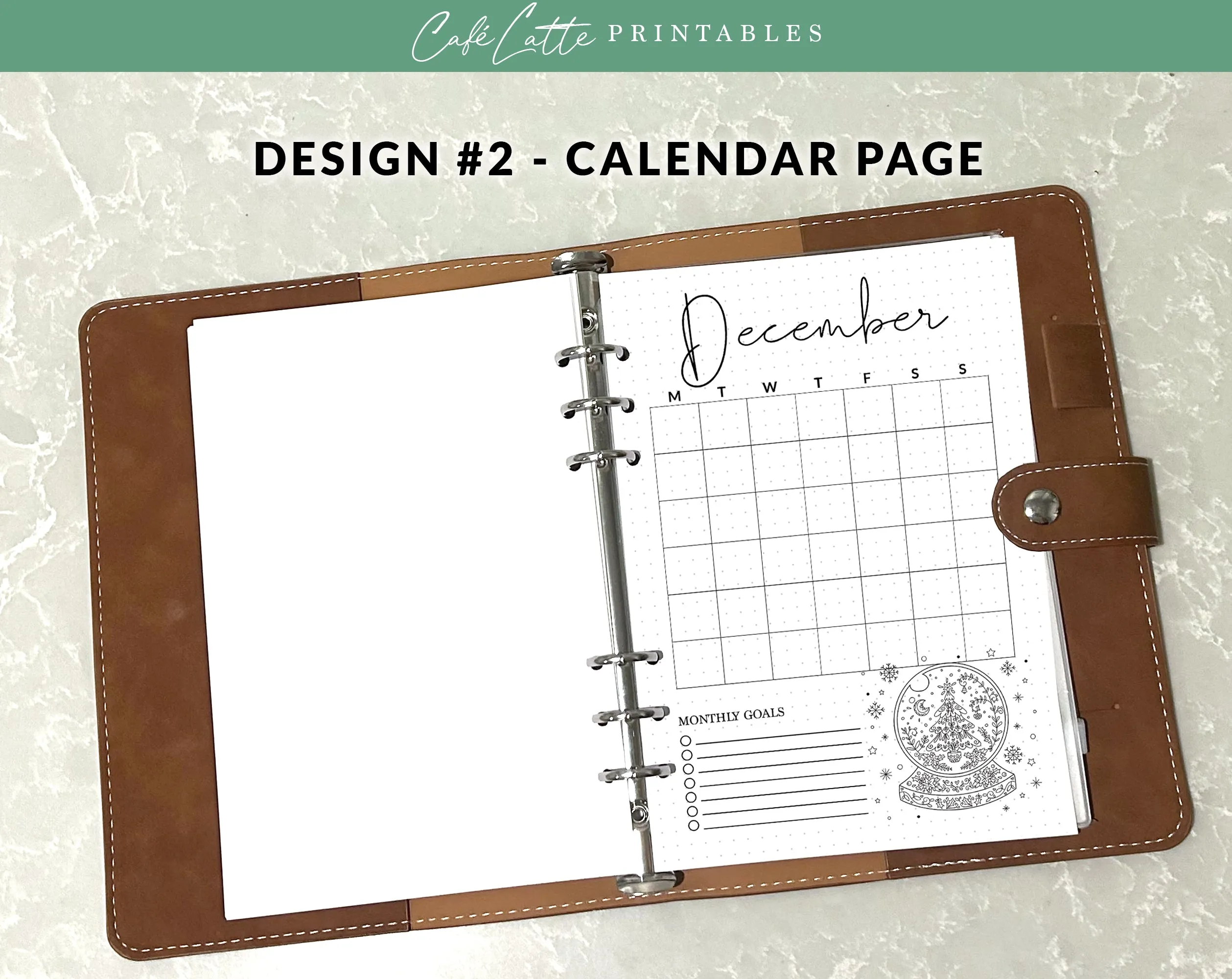 December Journal Cover Calendar and Notes Pages Set