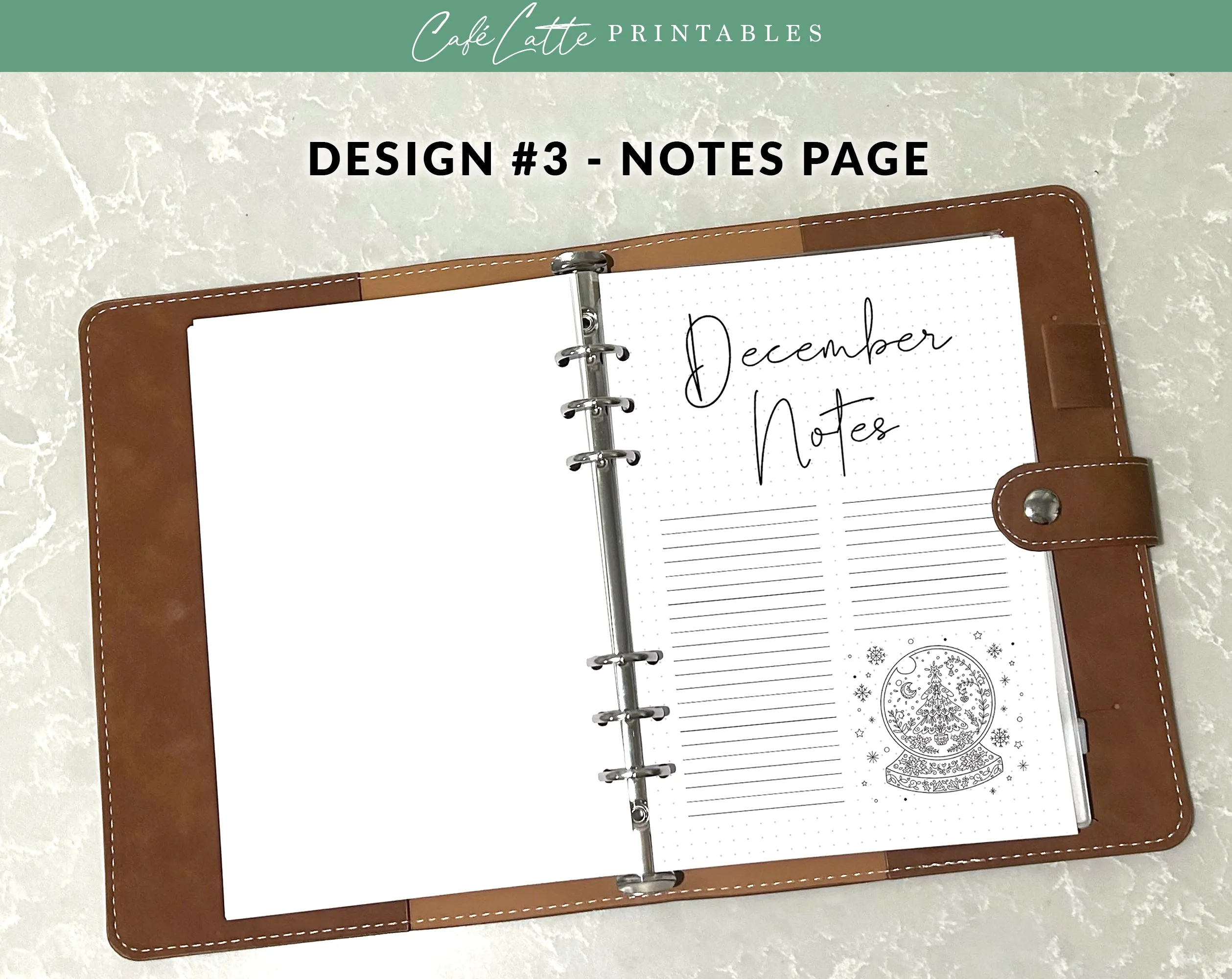 December Journal Cover Calendar and Notes Pages Set