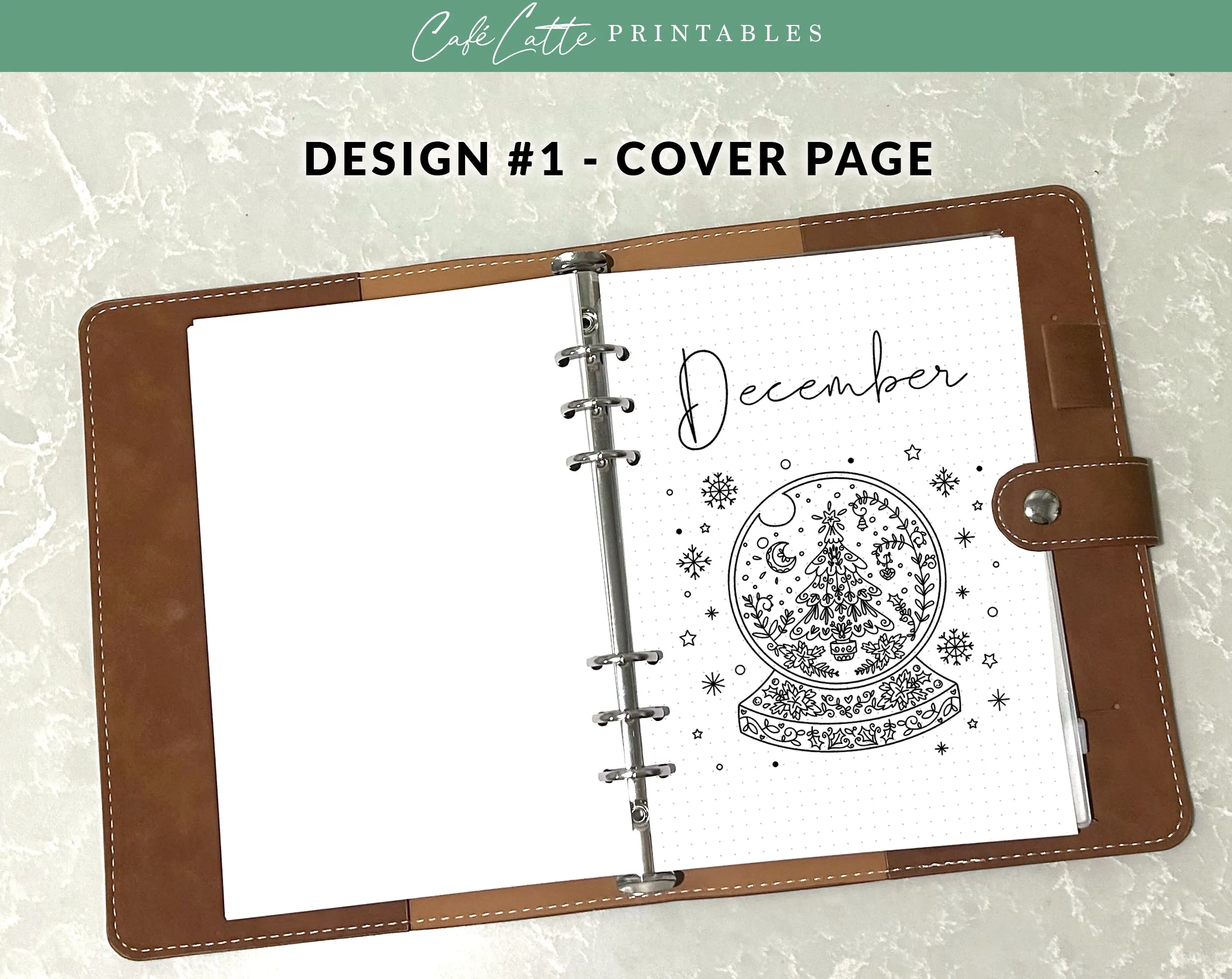 December Journal Cover Calendar and Notes Pages Set