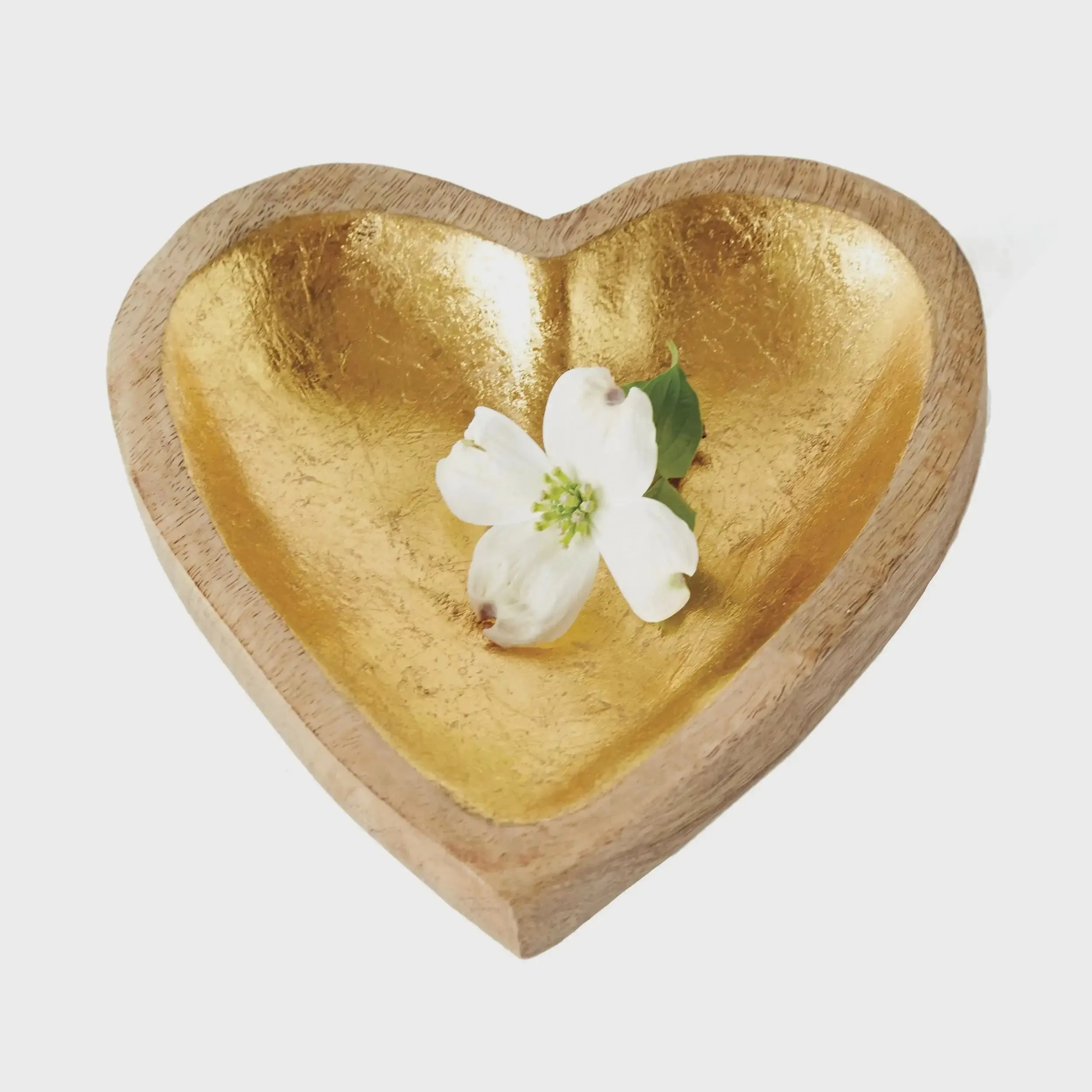 DECORATIVE MANGO WOOD HEART BOWL