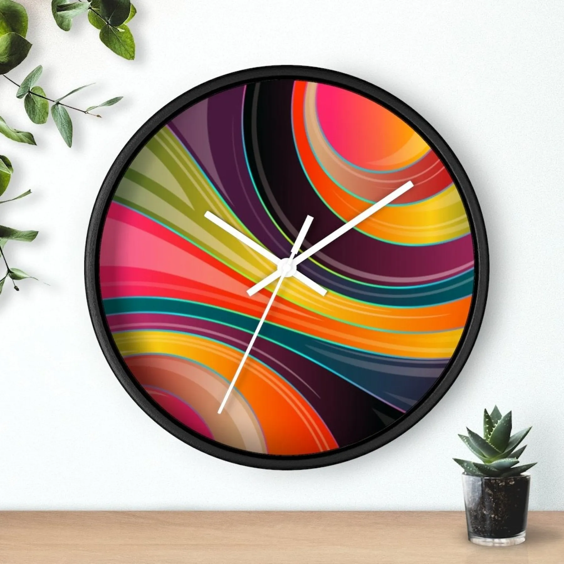 Decorative Wall Clock - Multicolor Circular Swirl Quartz Clock - WC02