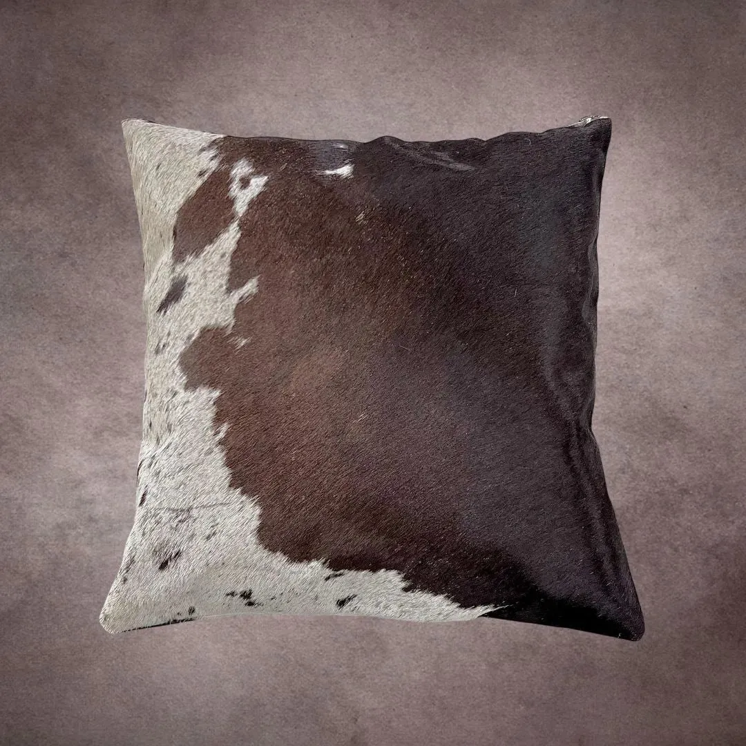Deep Brown and White Cowhide Pillow Cover---PL136