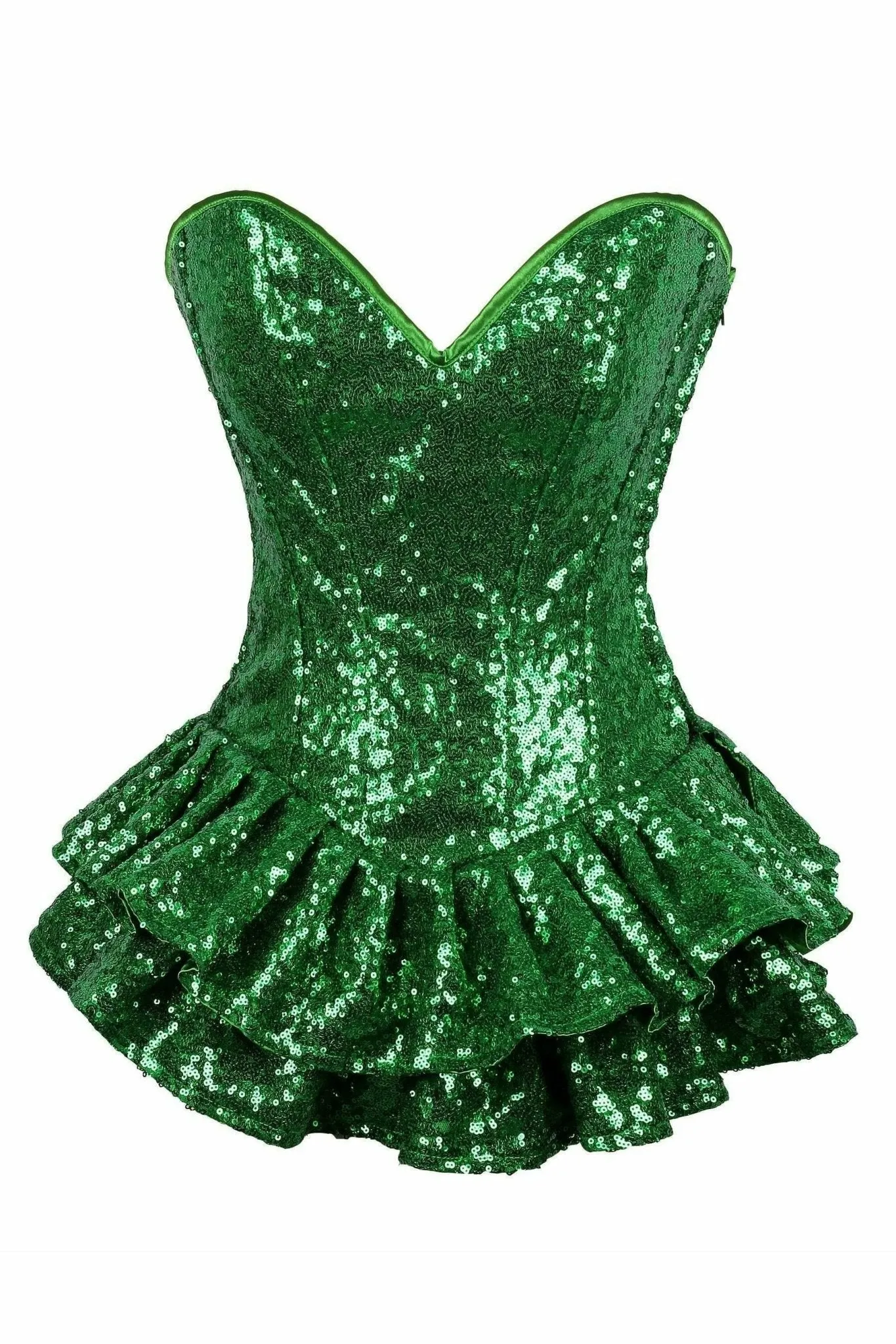 Deluxe Green Sequin Steel Boned Mini Corset Dress