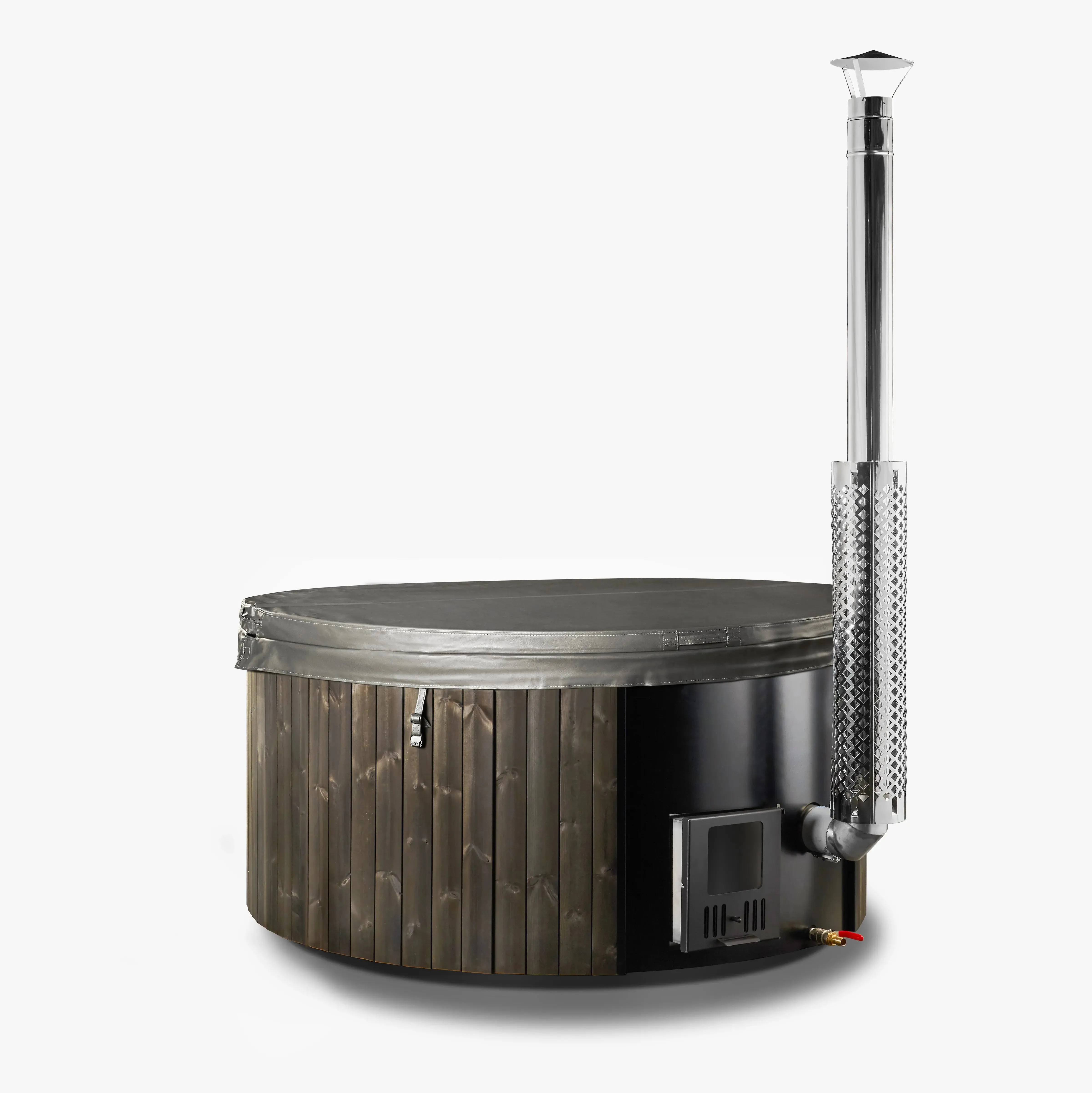 Deluxe Wood Fired Hot Tub With Liner - Limited Black Edition
