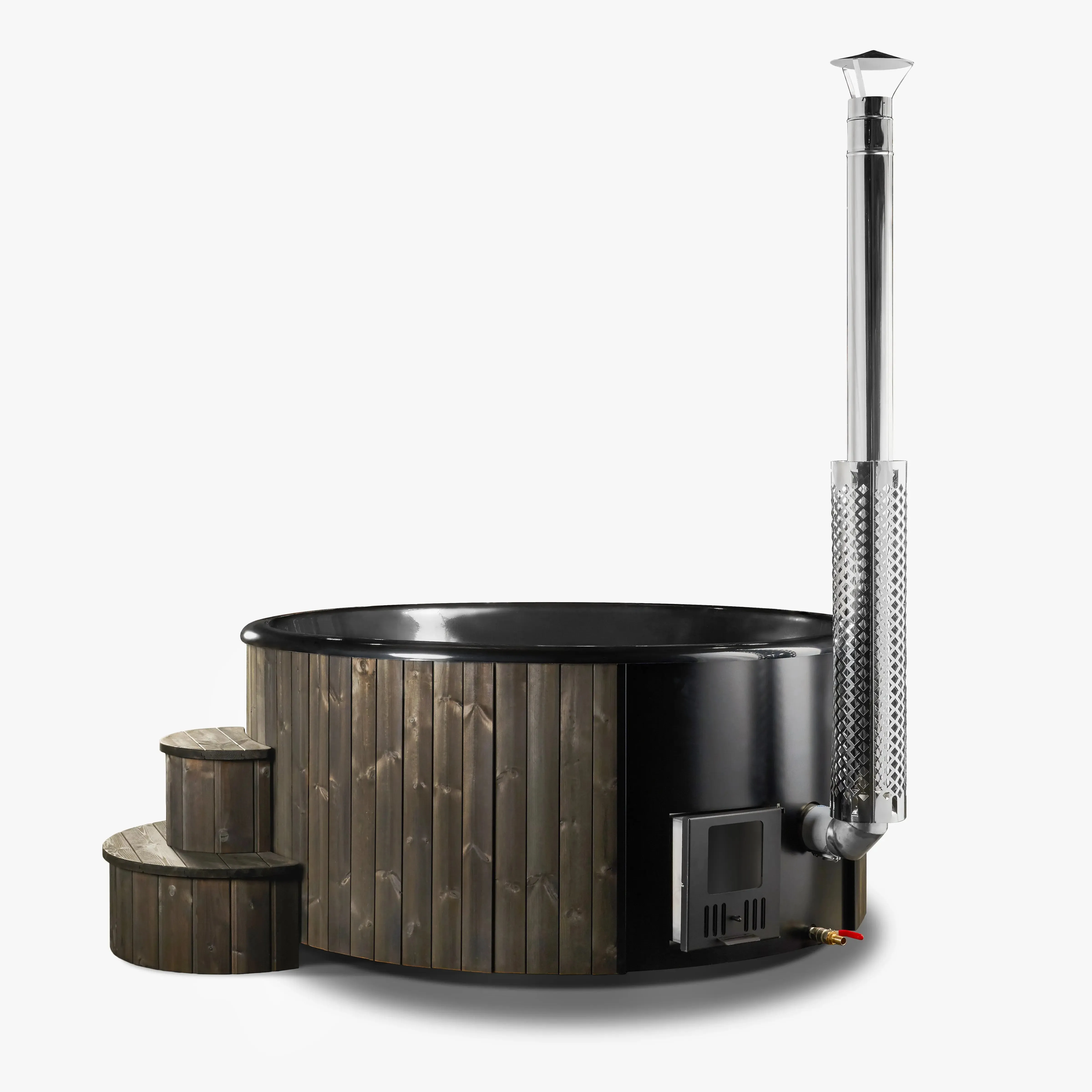Deluxe Wood Fired Hot Tub With Liner - Limited Black Edition