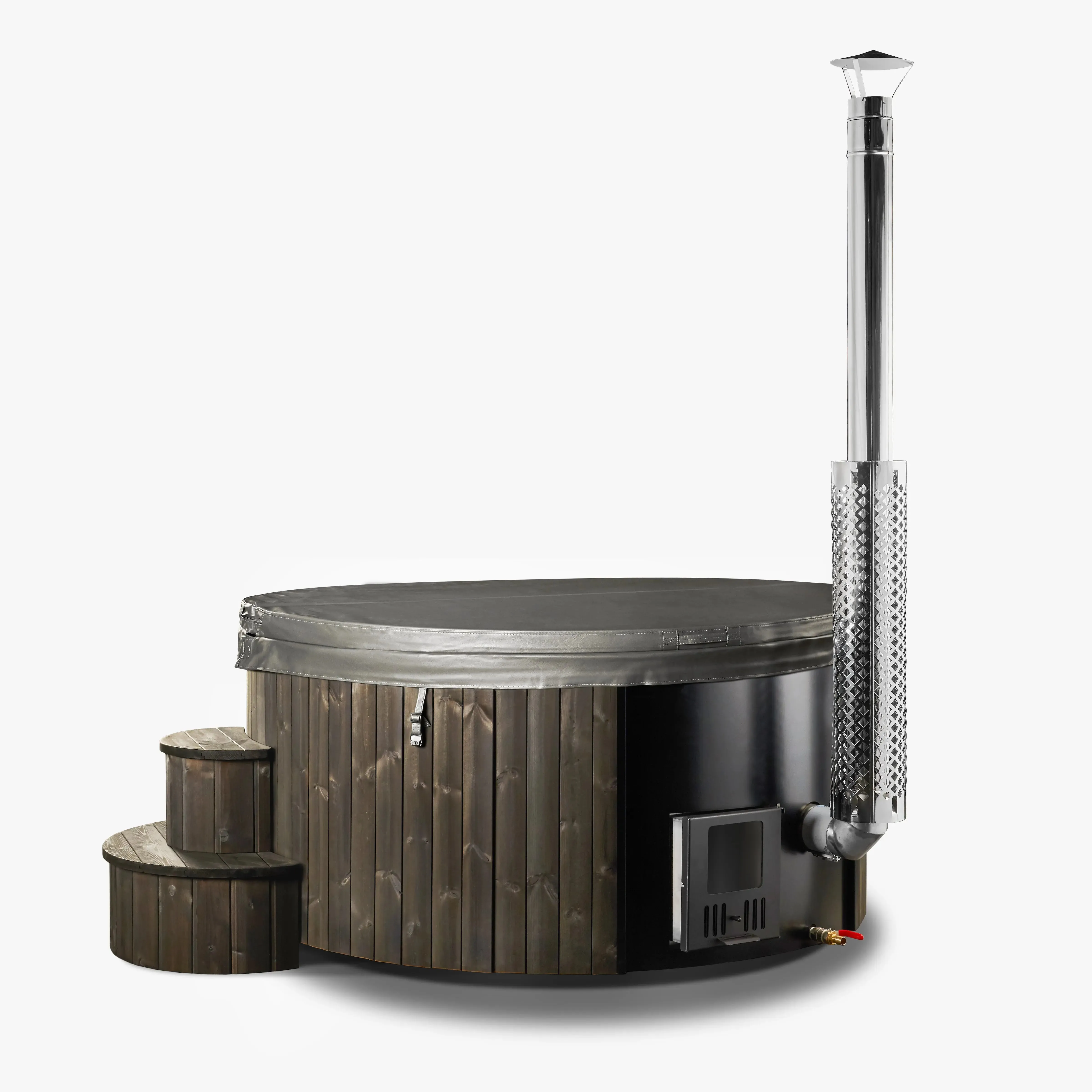 Deluxe Wood Fired Hot Tub With Liner - Limited Black Edition
