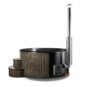 Deluxe Wood Fired Hot Tub With Liner - Limited Black Edition