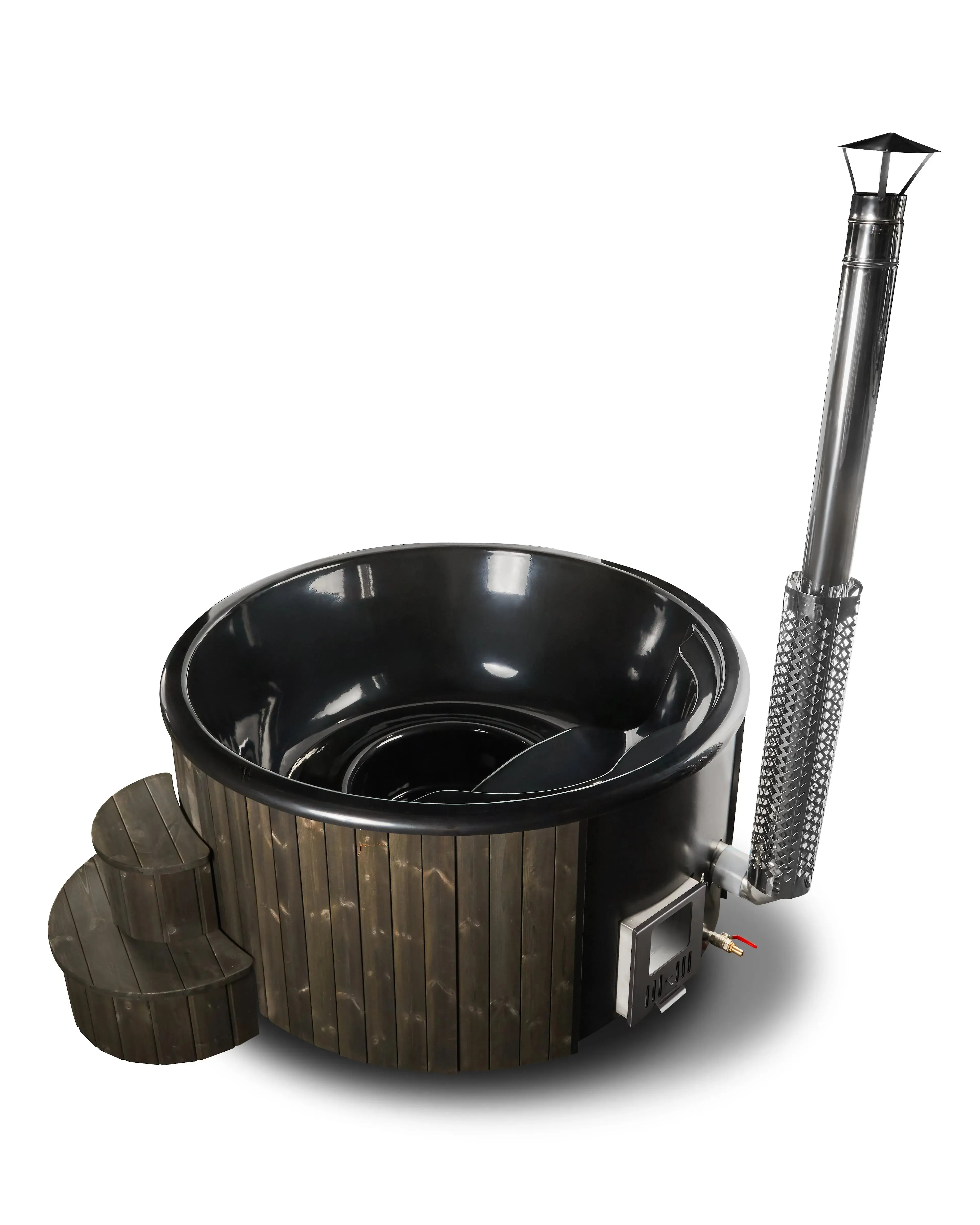 Deluxe Wood Fired Hot Tub With Liner - Limited Black Edition