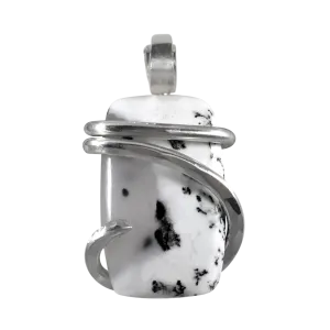 Dendritic Opal Handmade Crystal Pendant Wrapped in Silver