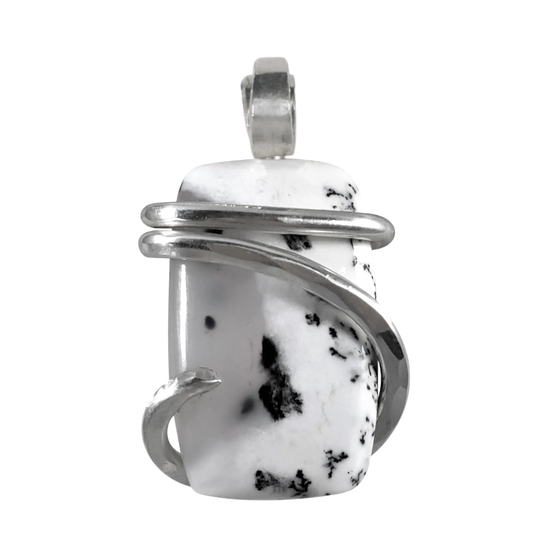 Dendritic Opal Handmade Crystal Pendant Wrapped in Silver