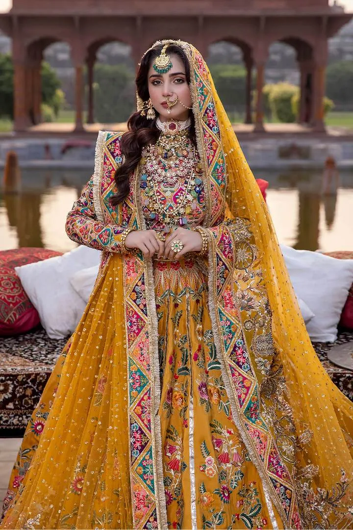 Designer Bridal Mustard Yellow Lehenga Choli #BN1034
